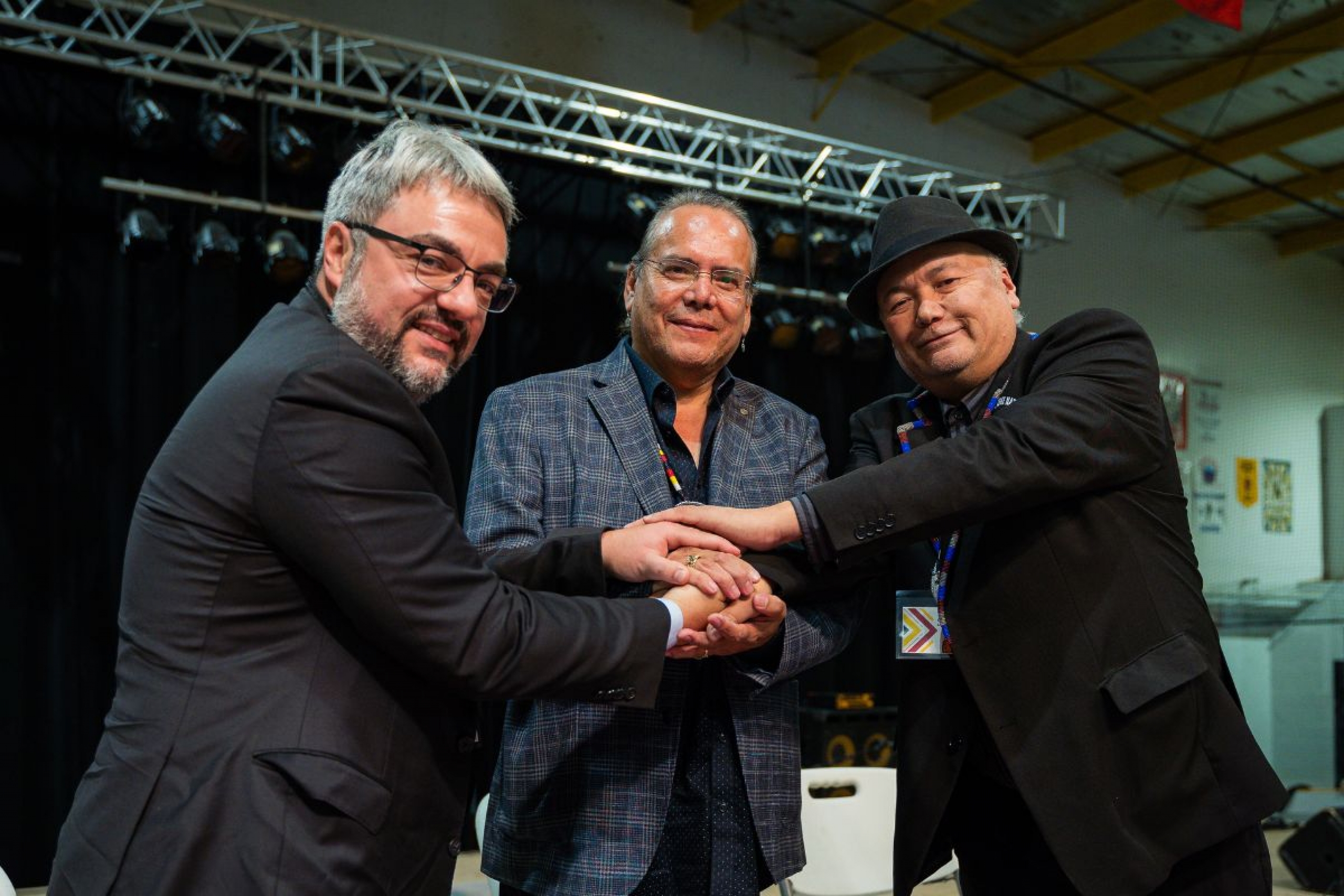 Dean Bruno Silvestre, Grand Chief Garrison Sette, and Chief Larson Anderson 