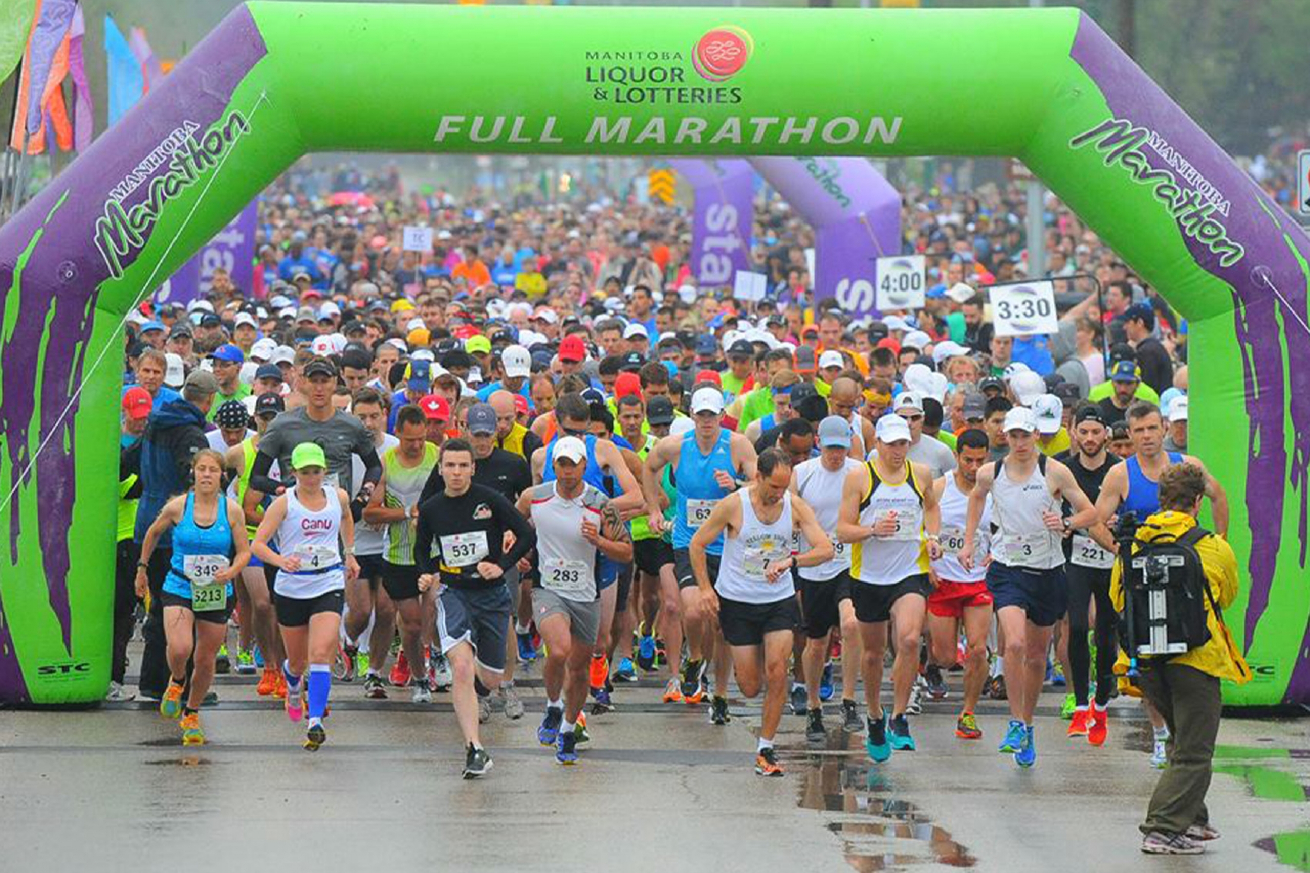 Runners at the start of the Manitoba Marathon