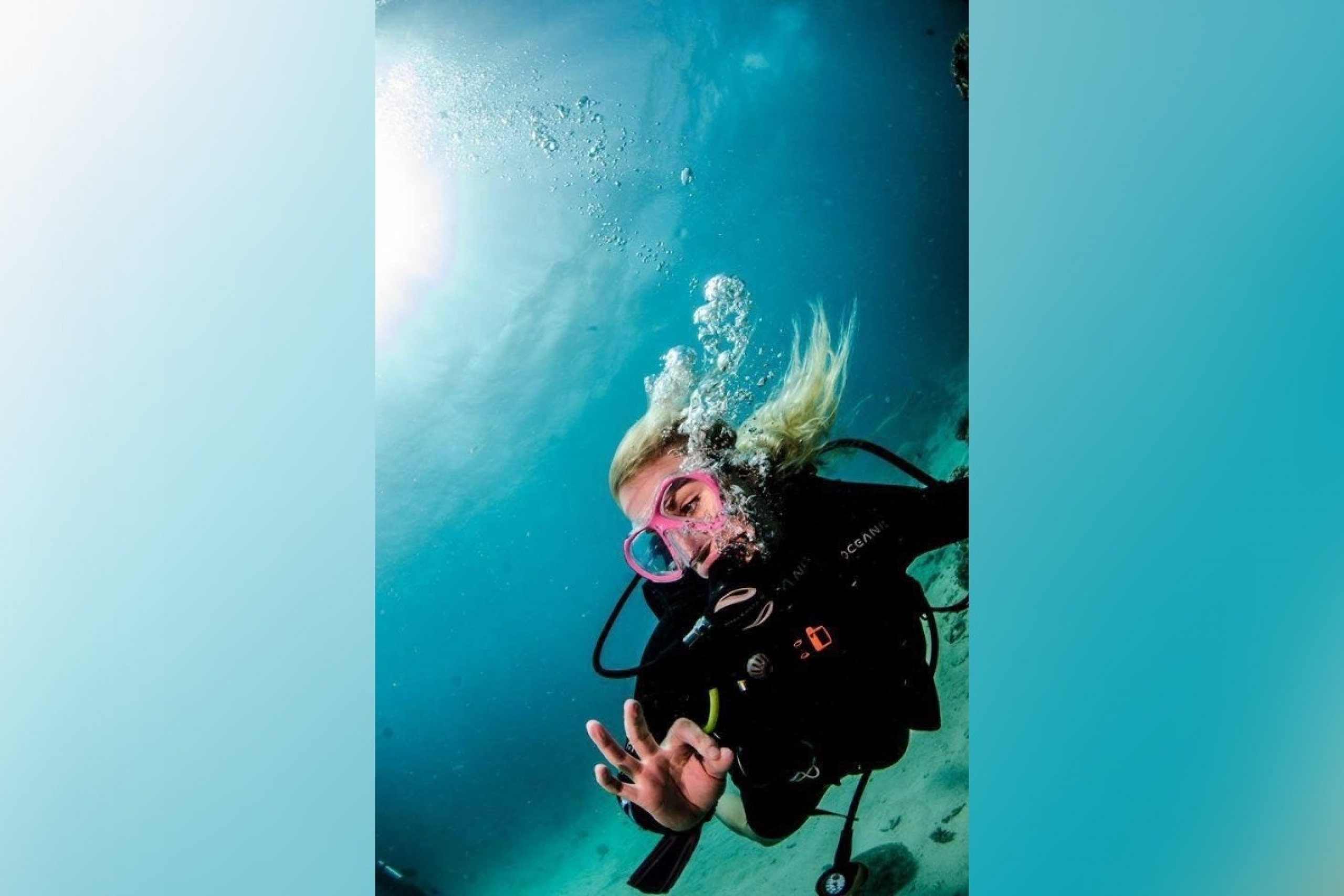 A person scuba diving.