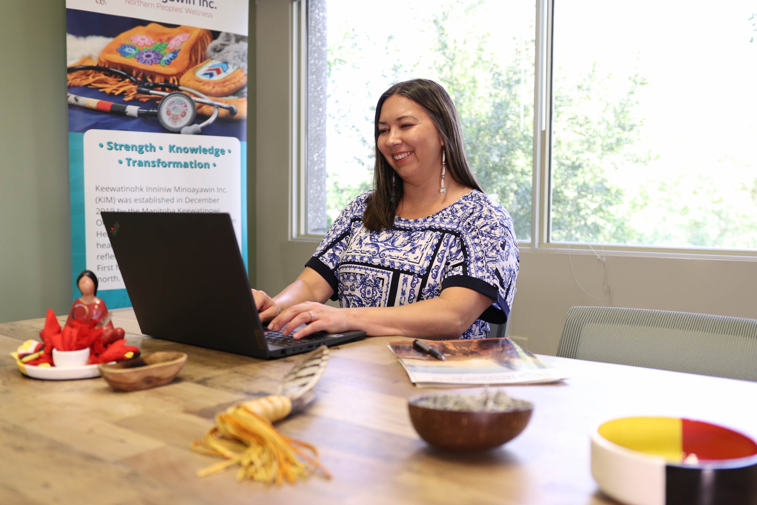 Michelle Monkman at the Keewatinohk Inniniw Minoayawin office in Winnipeg.