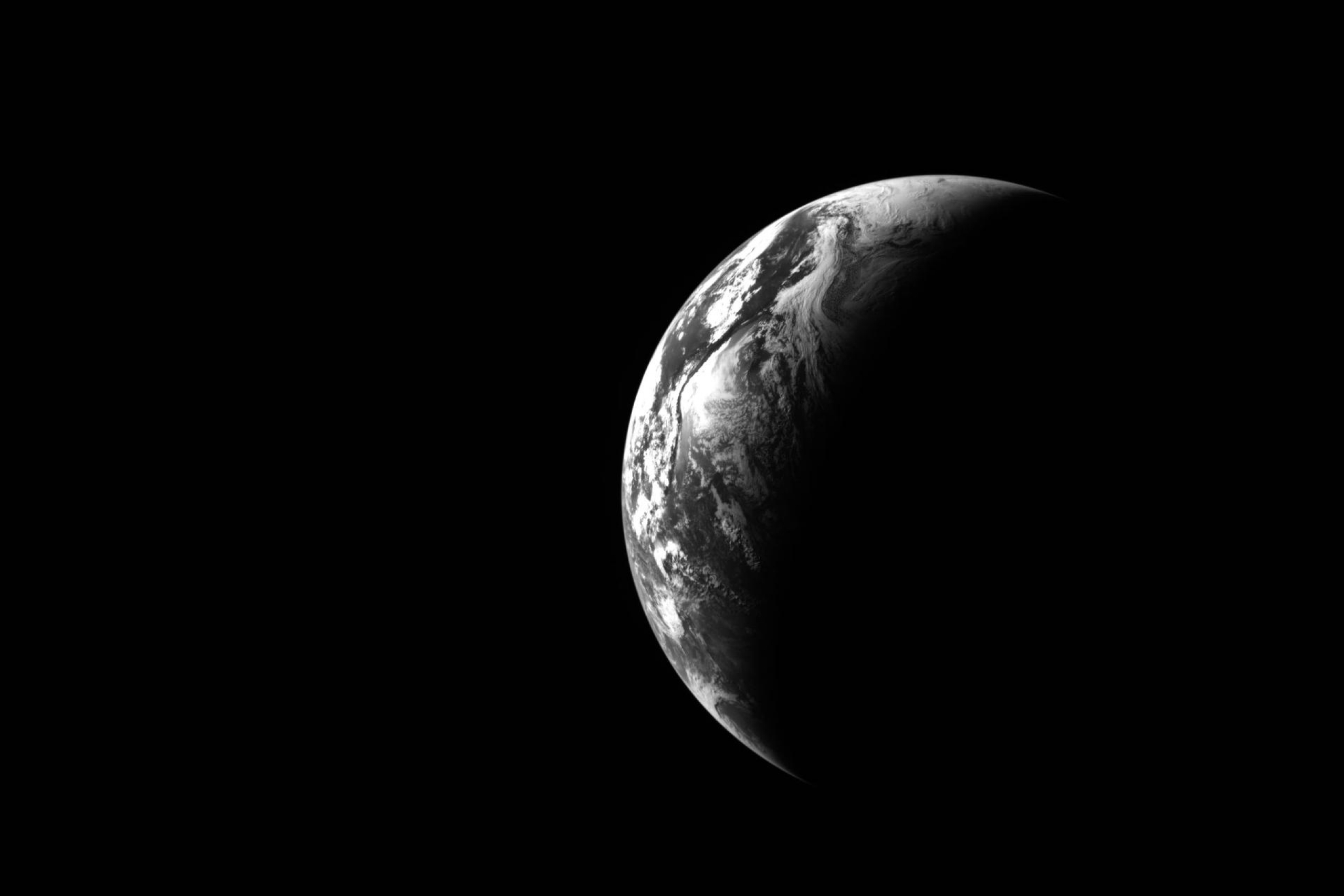 Earth against blackness of space