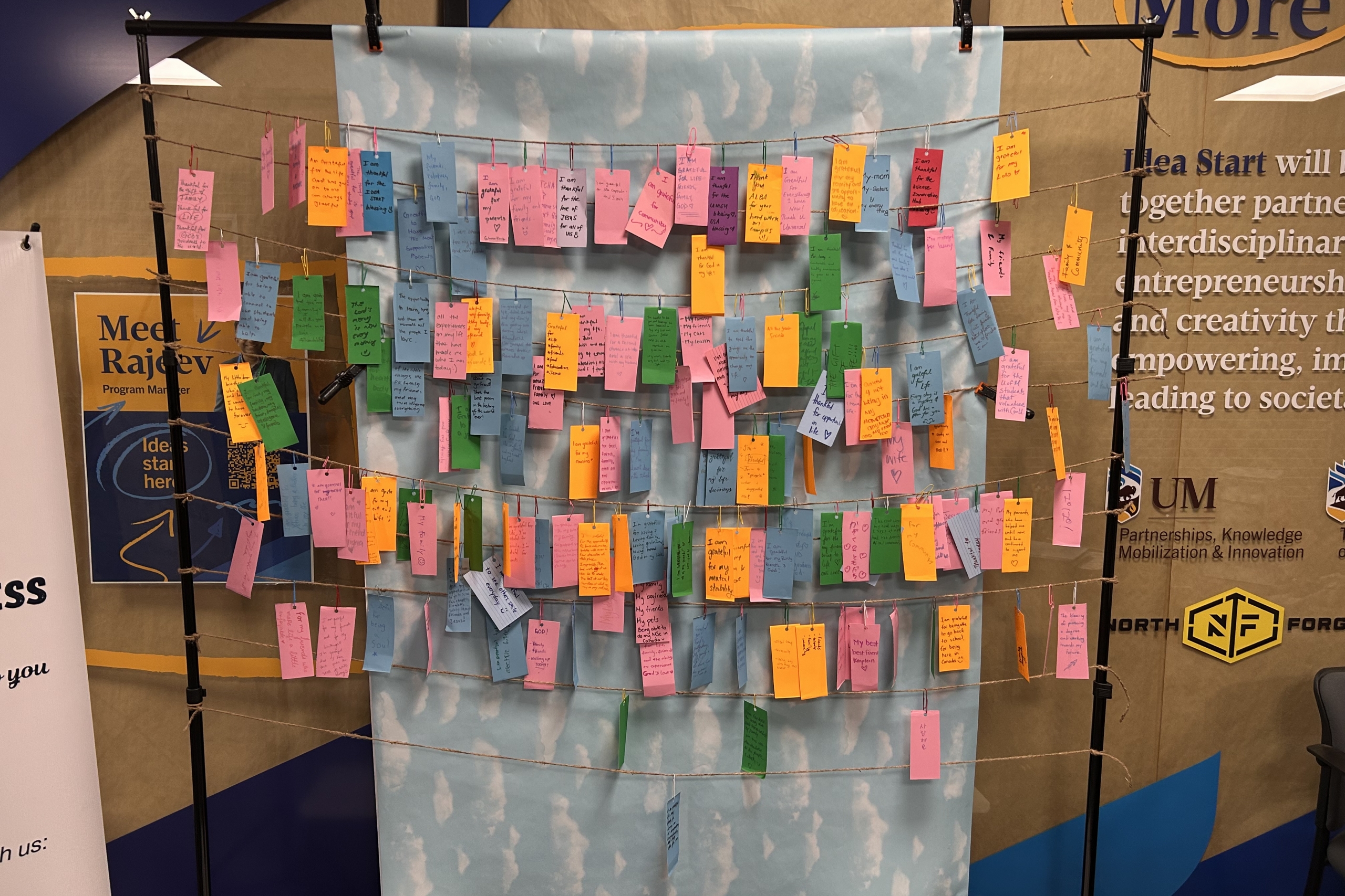 Gratitude wall in a hallway