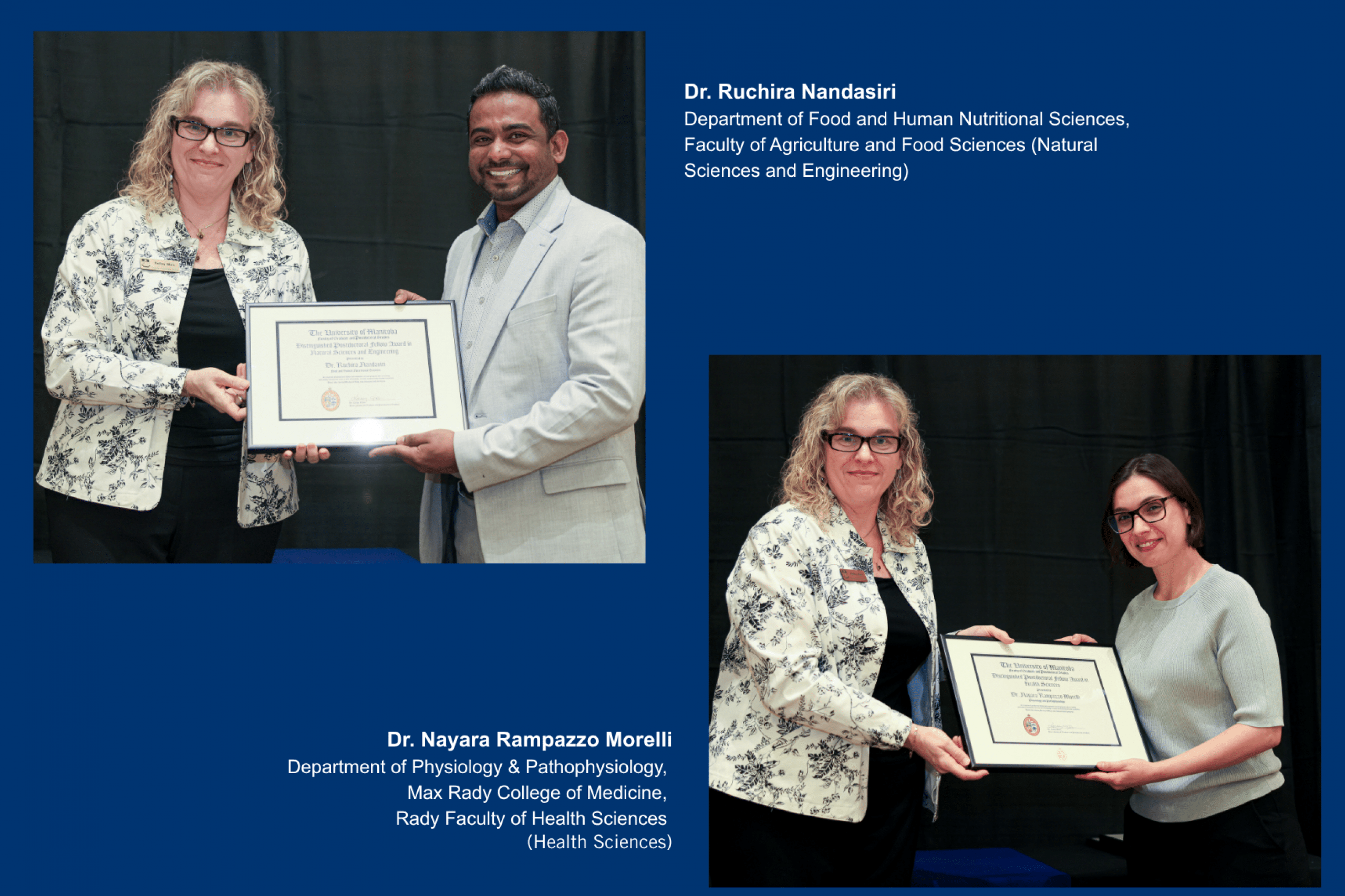 Dr. Kelley Main, Dr. Ruchira Nandasiri (top) and Dr. Nayara Rampazzo Morelli (bottom)