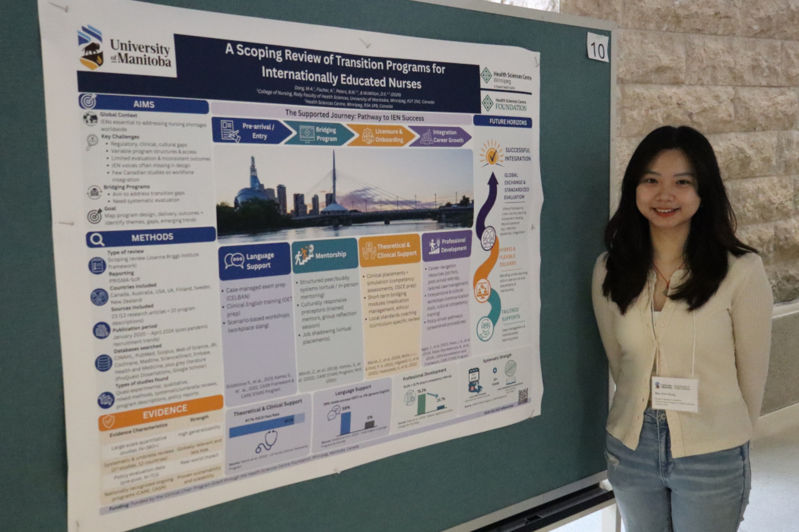Mai Anh Dang stands next to her poster. 