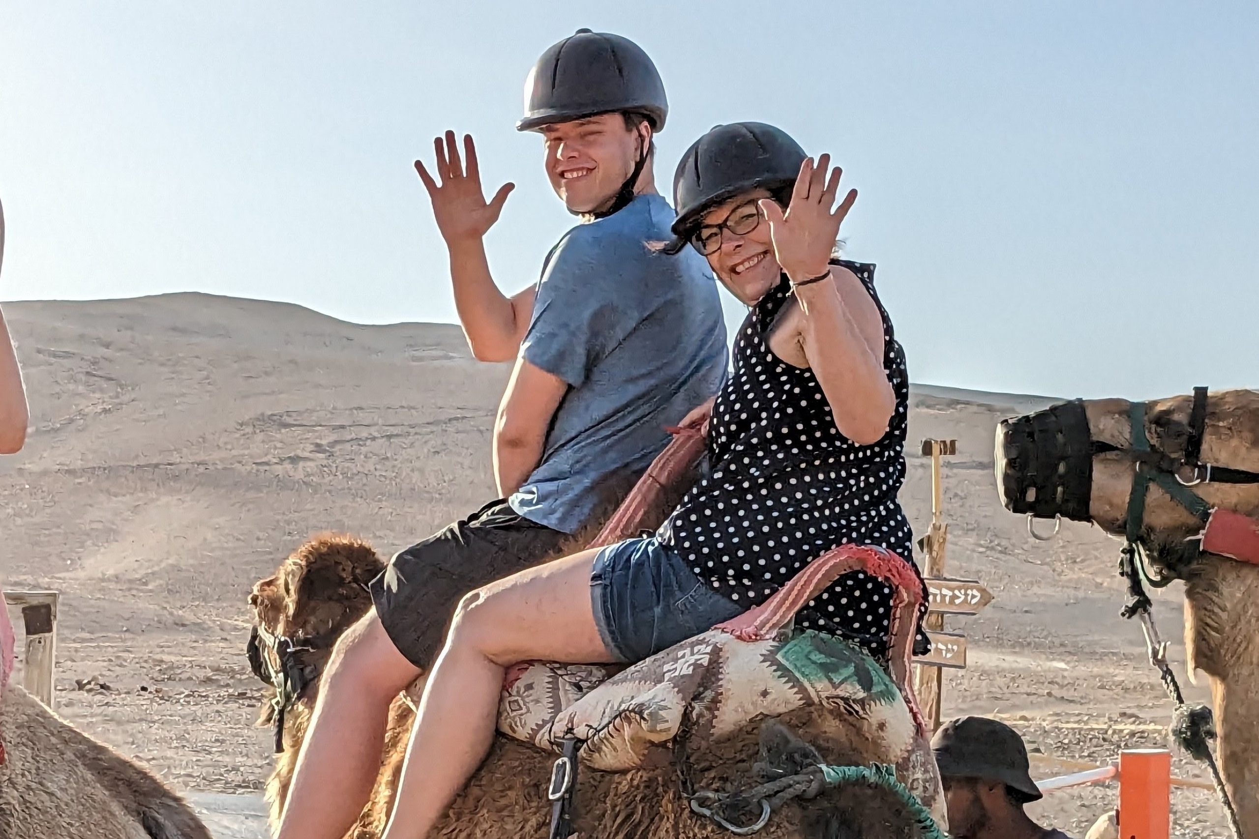 Kaiden Kalcsics rides a camel