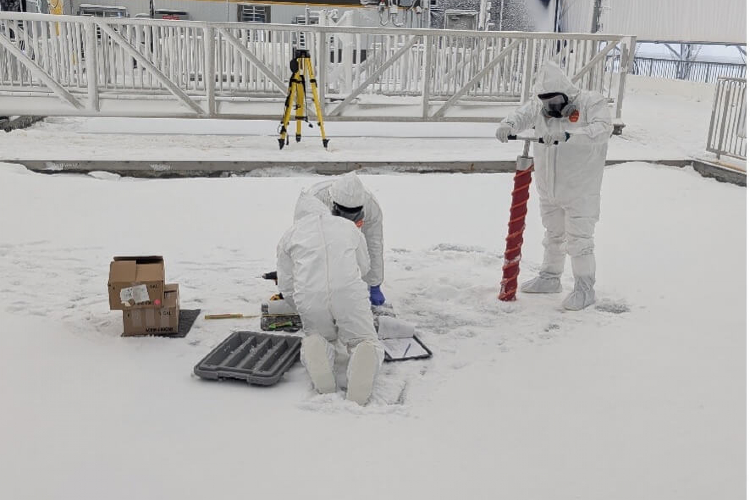 Samples on the experimental water after oil spill simulation.