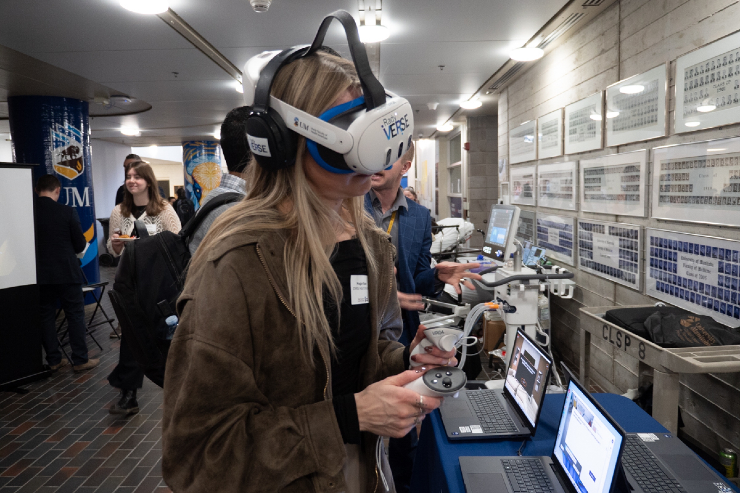 A person using a VR headset and controller.