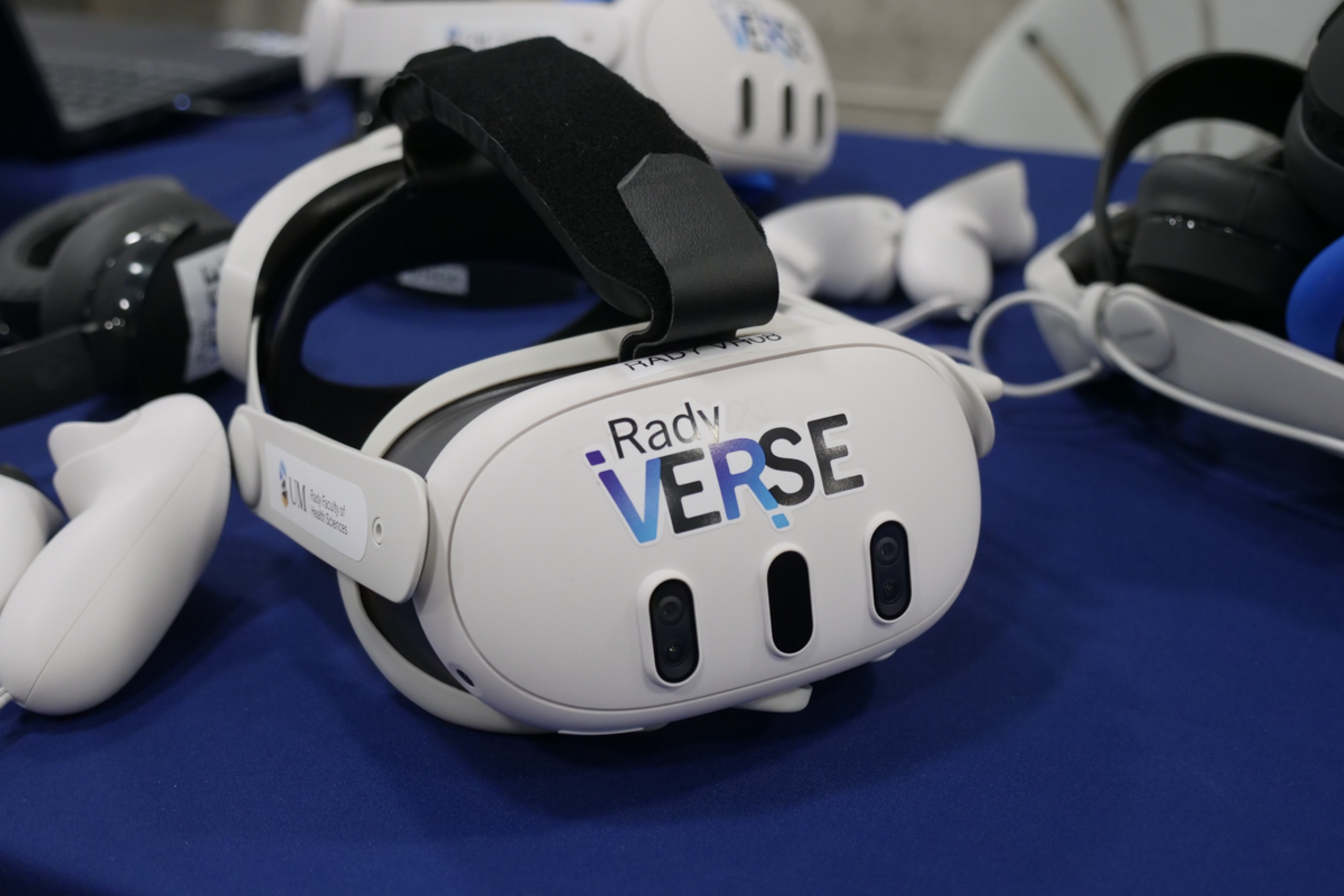 Virtual Reality headsets with RadyVerse logo.