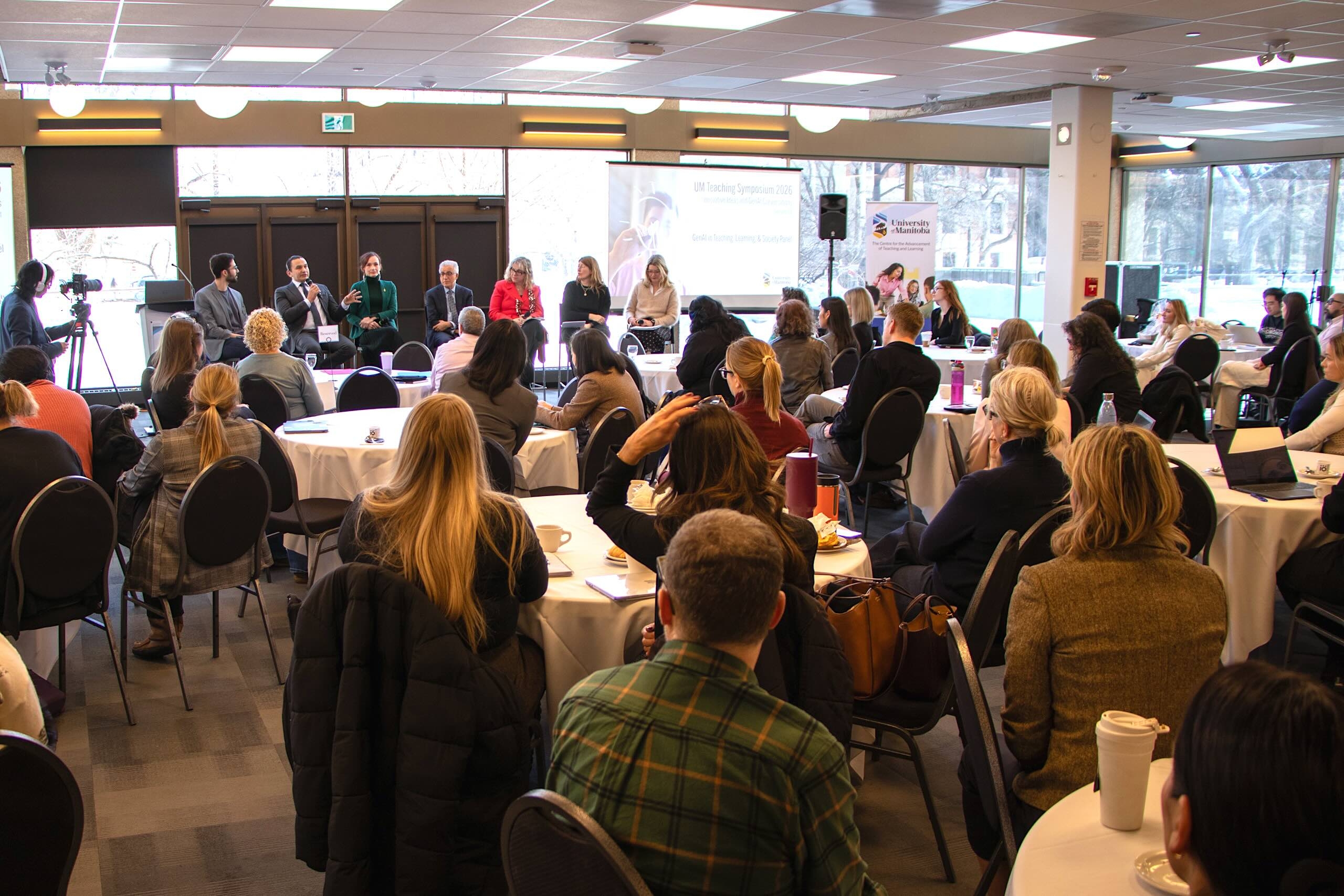 The panel discussion on AI in higher education drew a full house.