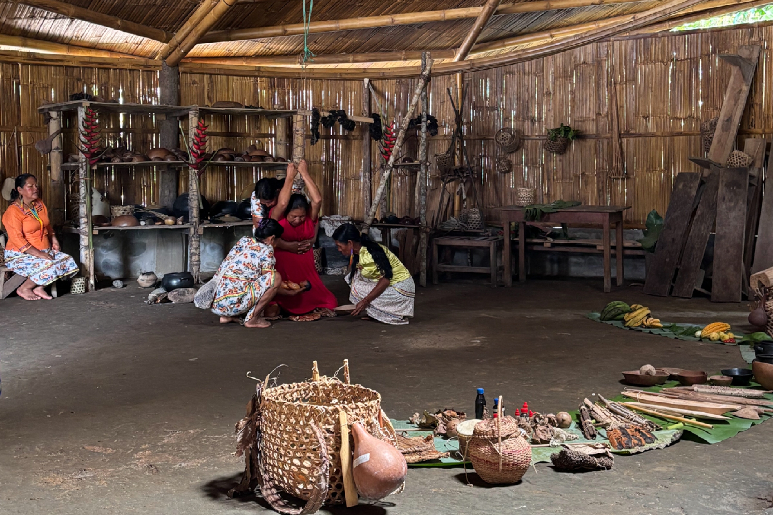 A traditional birthing demonstration.