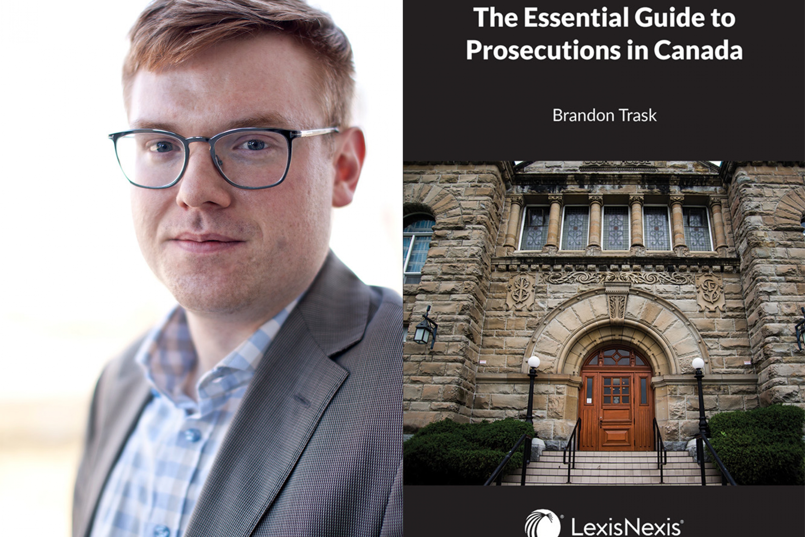 photoshopped image of a professor's headshot next to the cover of his book