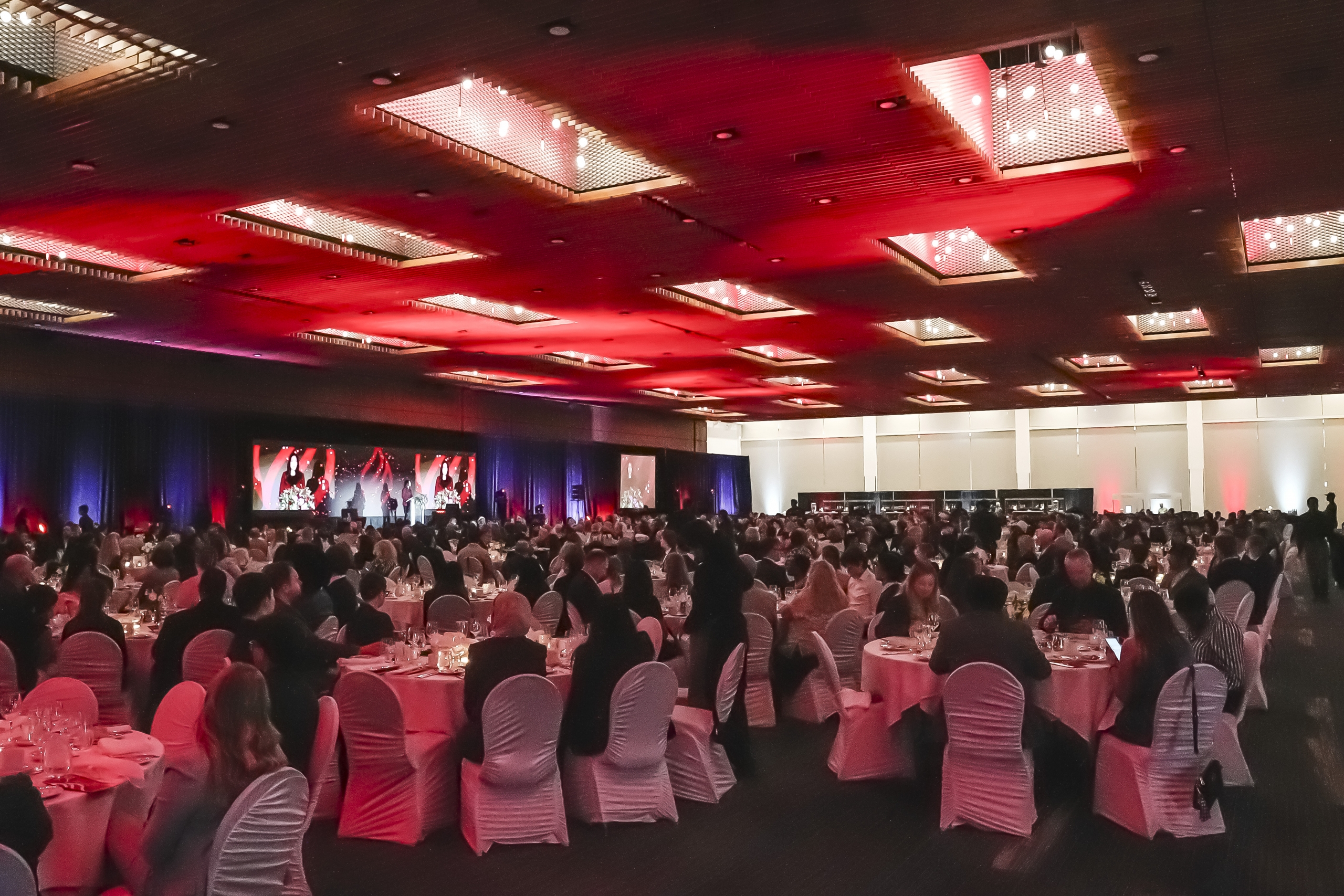 A ballroom filled with people