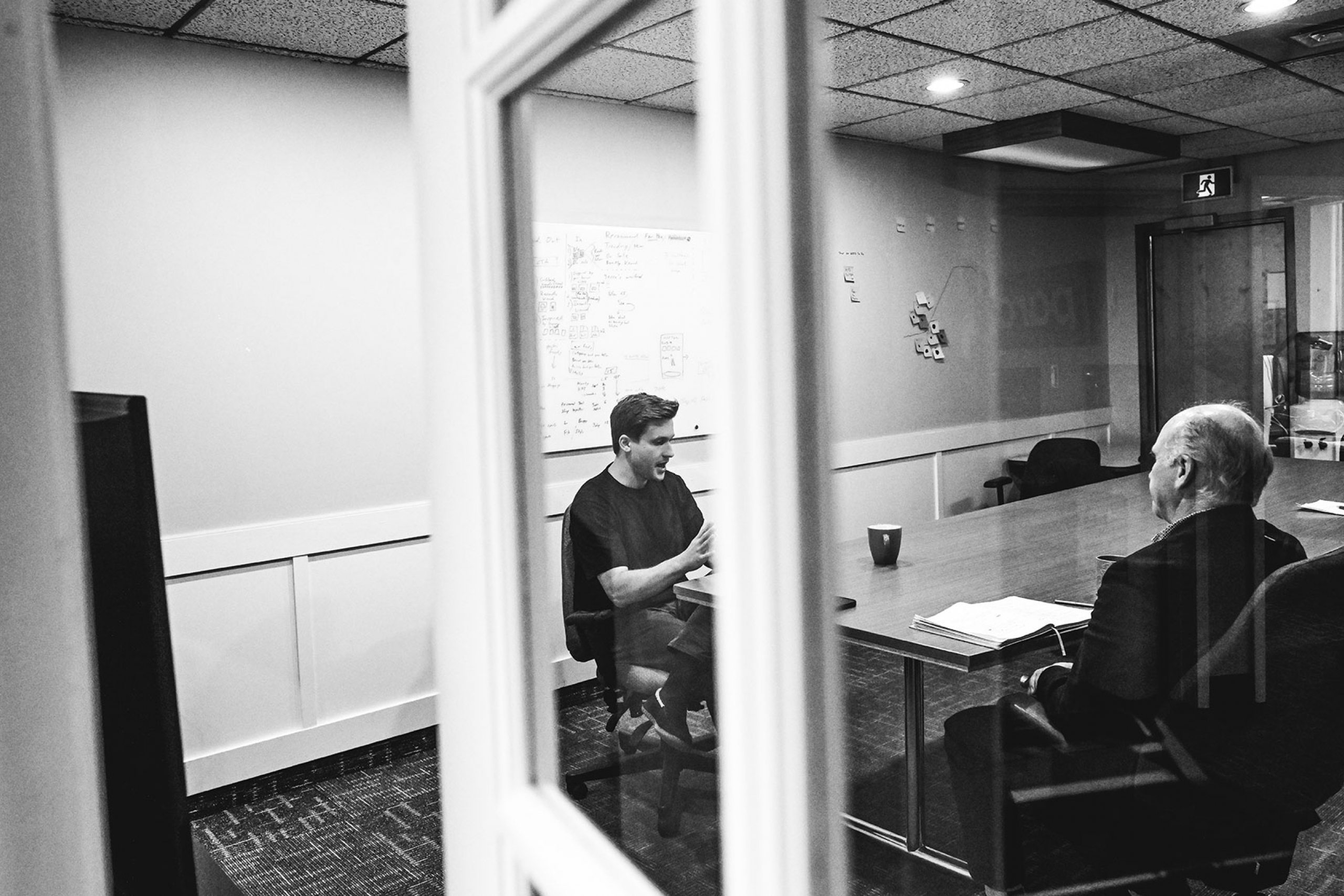 Chris Schmidt talks to UM Chancellor Dave Angus