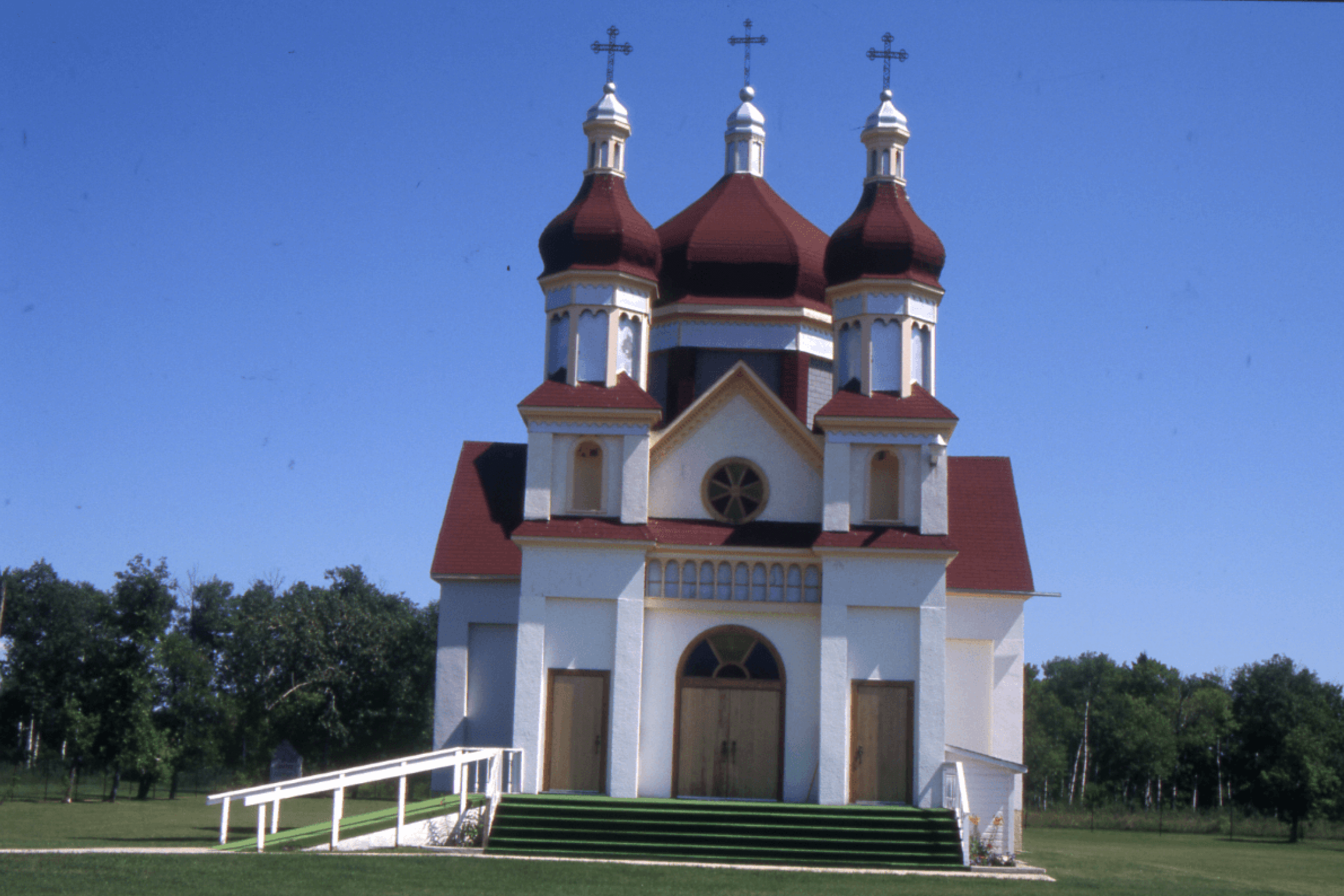 Outdoor shot of Ukrainian Catholic Church in Winnipegosis