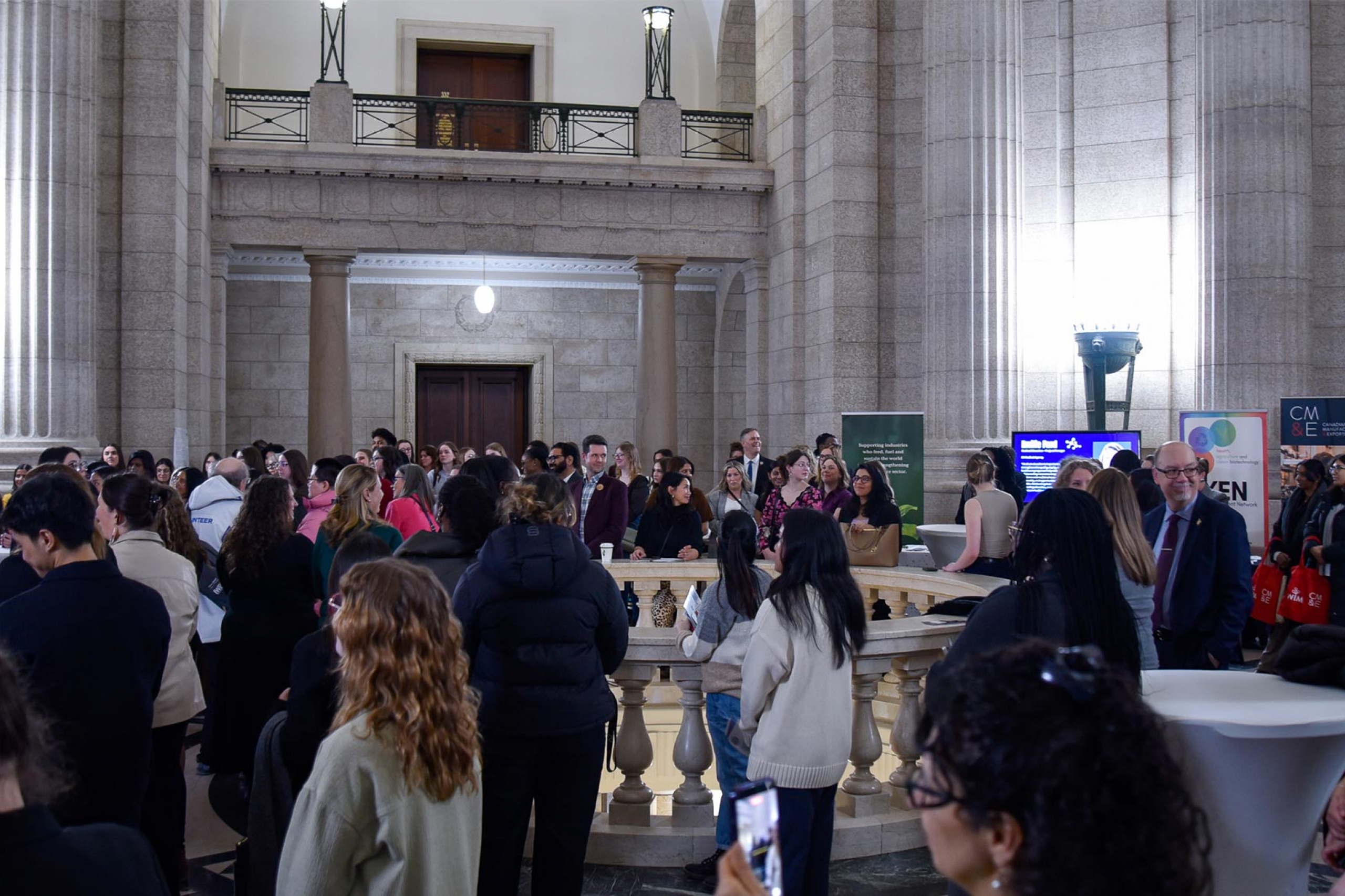 Attendees at the legislative building during the Women and Girls in Science celebration.