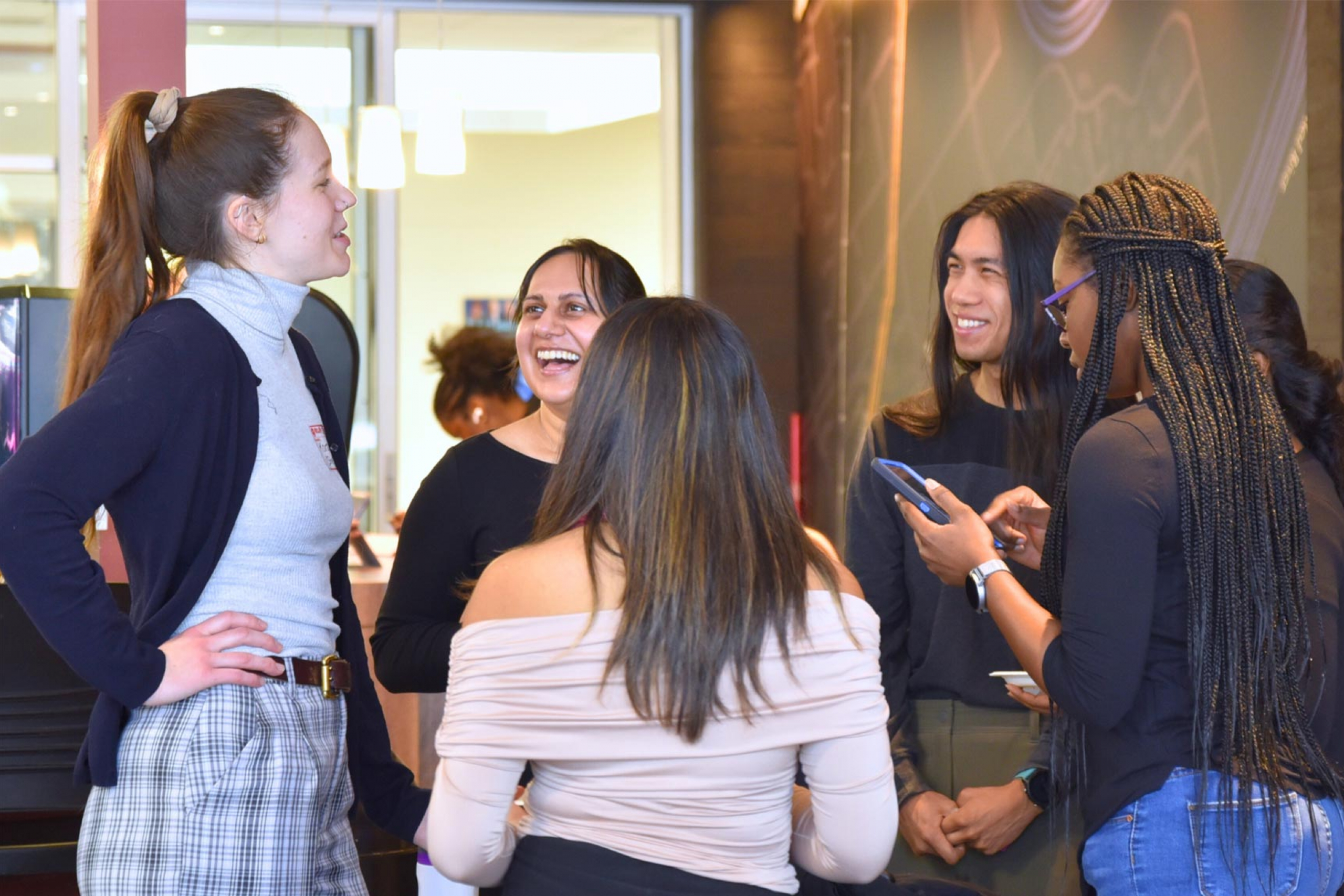 A group of students talking.