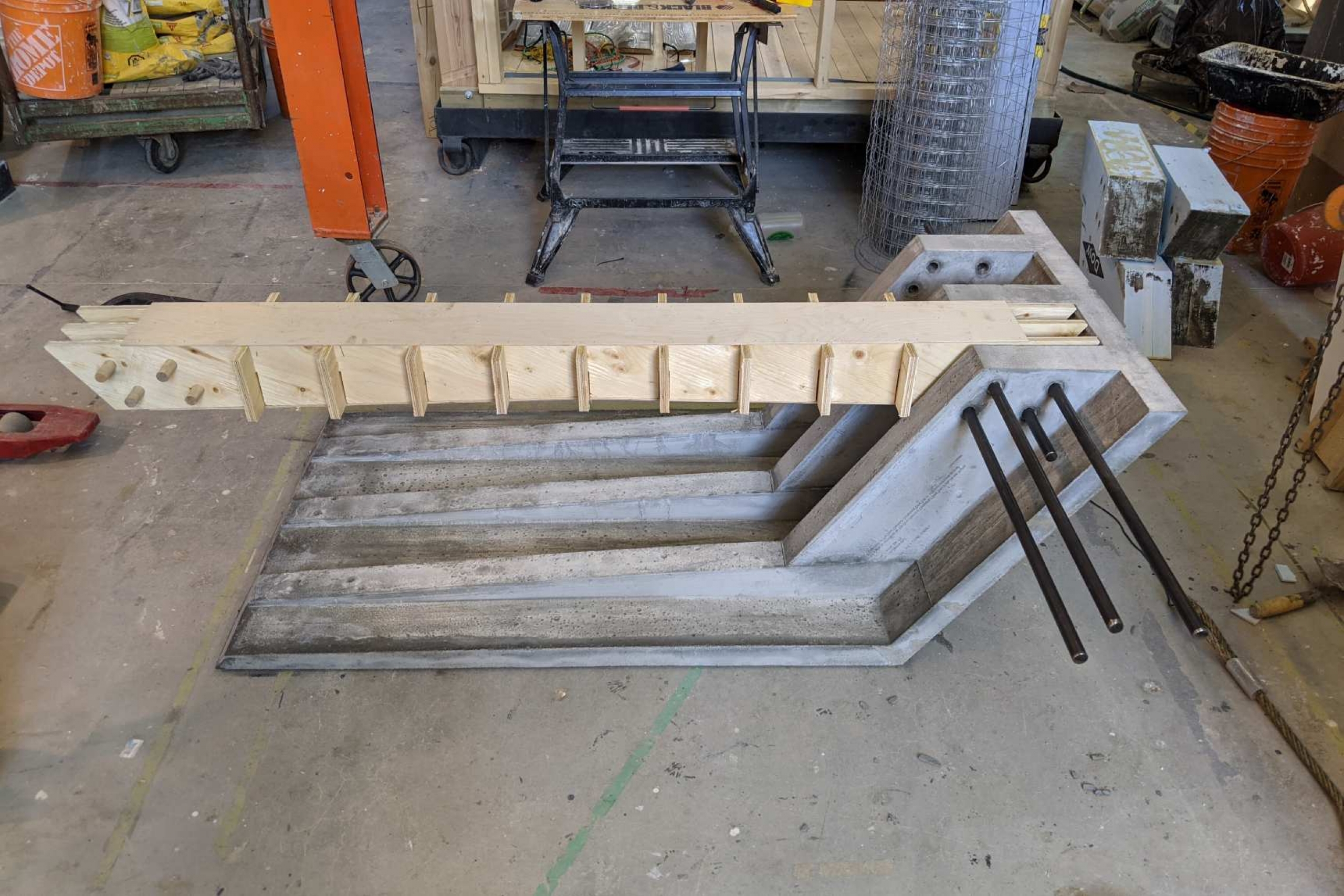 A bench in progress.