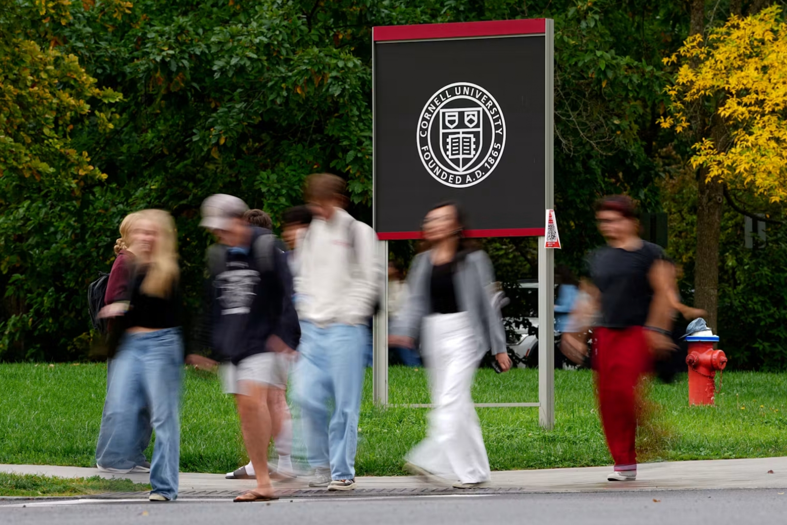 students walking at Cornell Univ