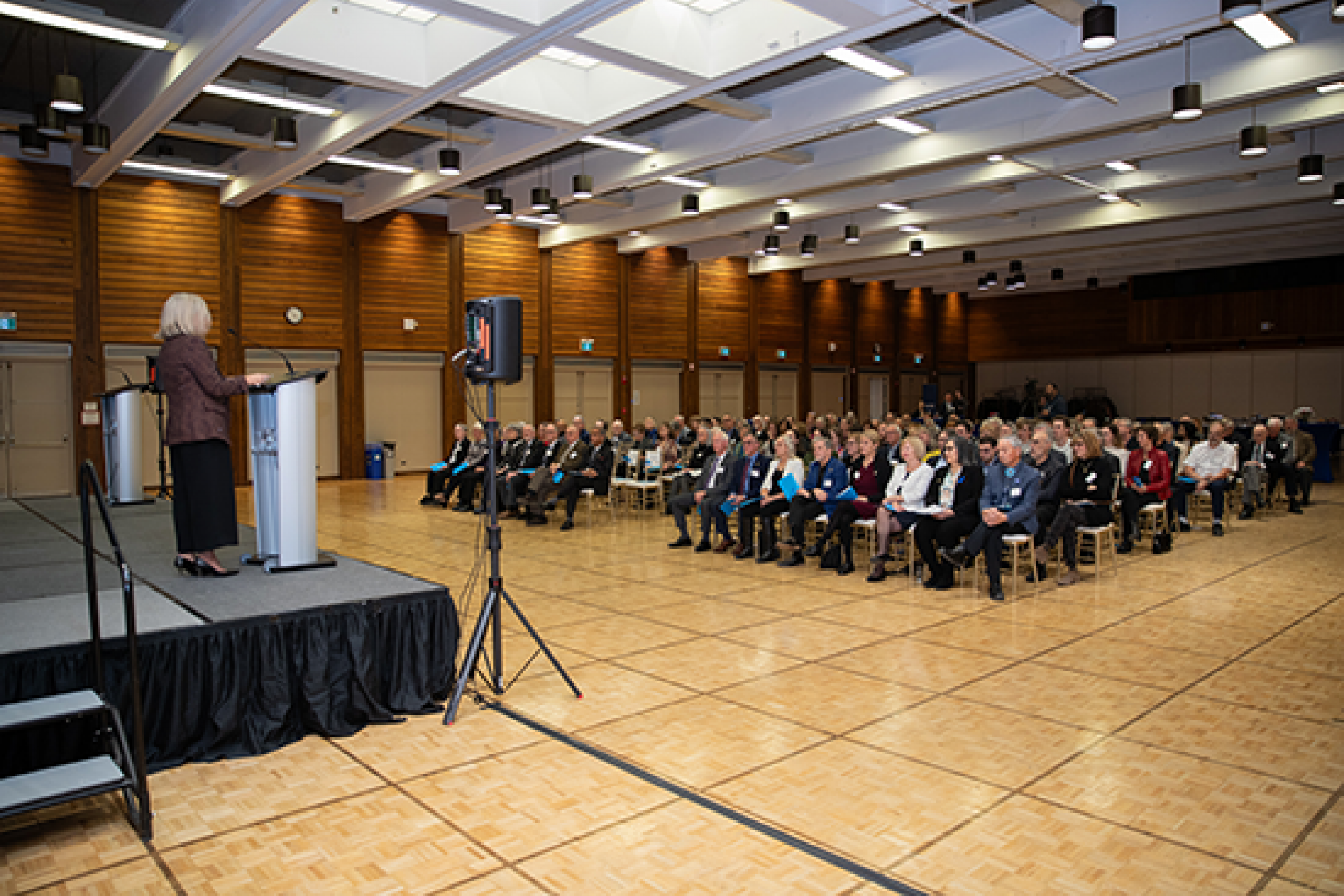 view of stage and guests at the Honouring Emeriti event