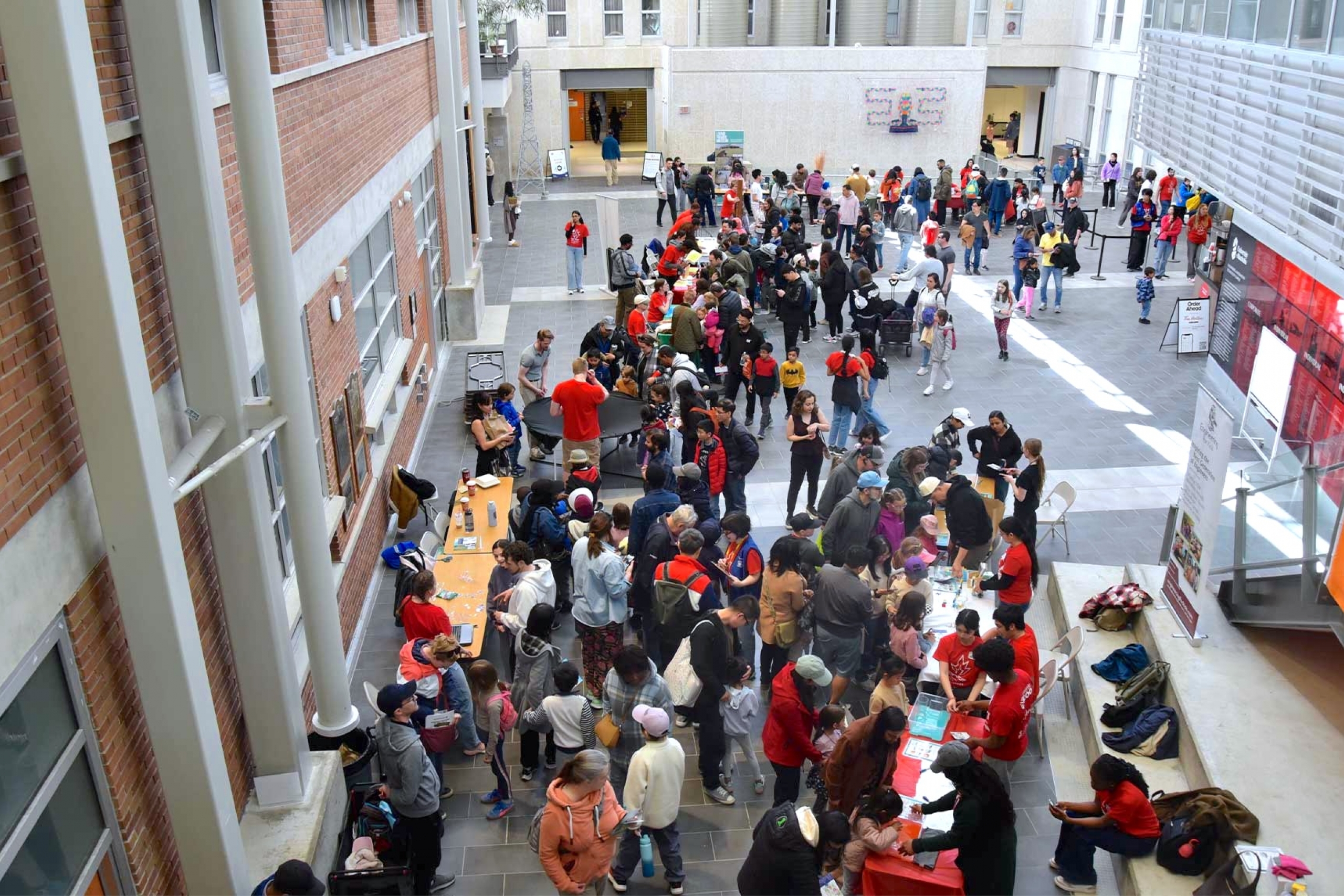 A top view shot of the engineering atrium during Science Rendezvous 2026.