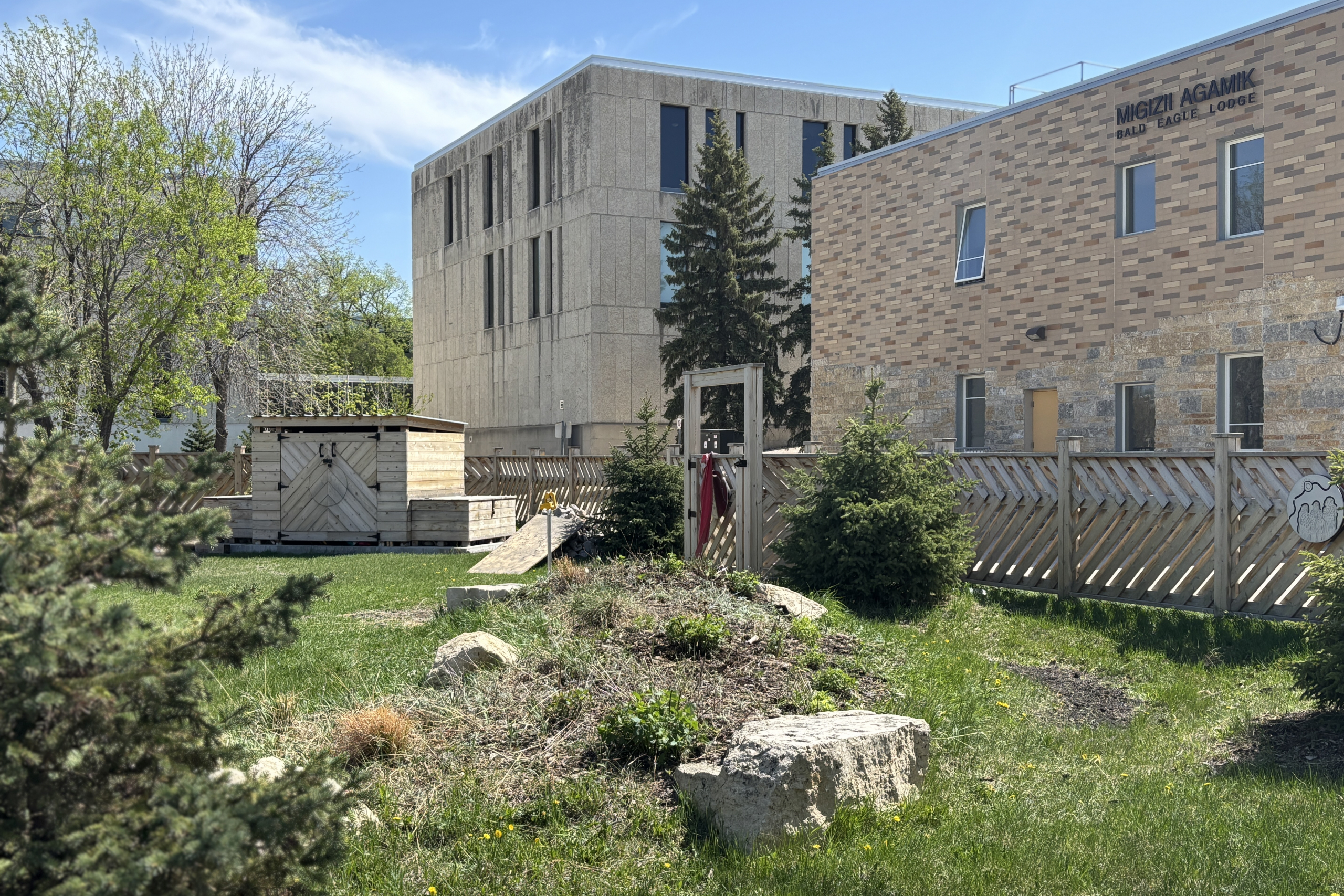 green space with building in the background
