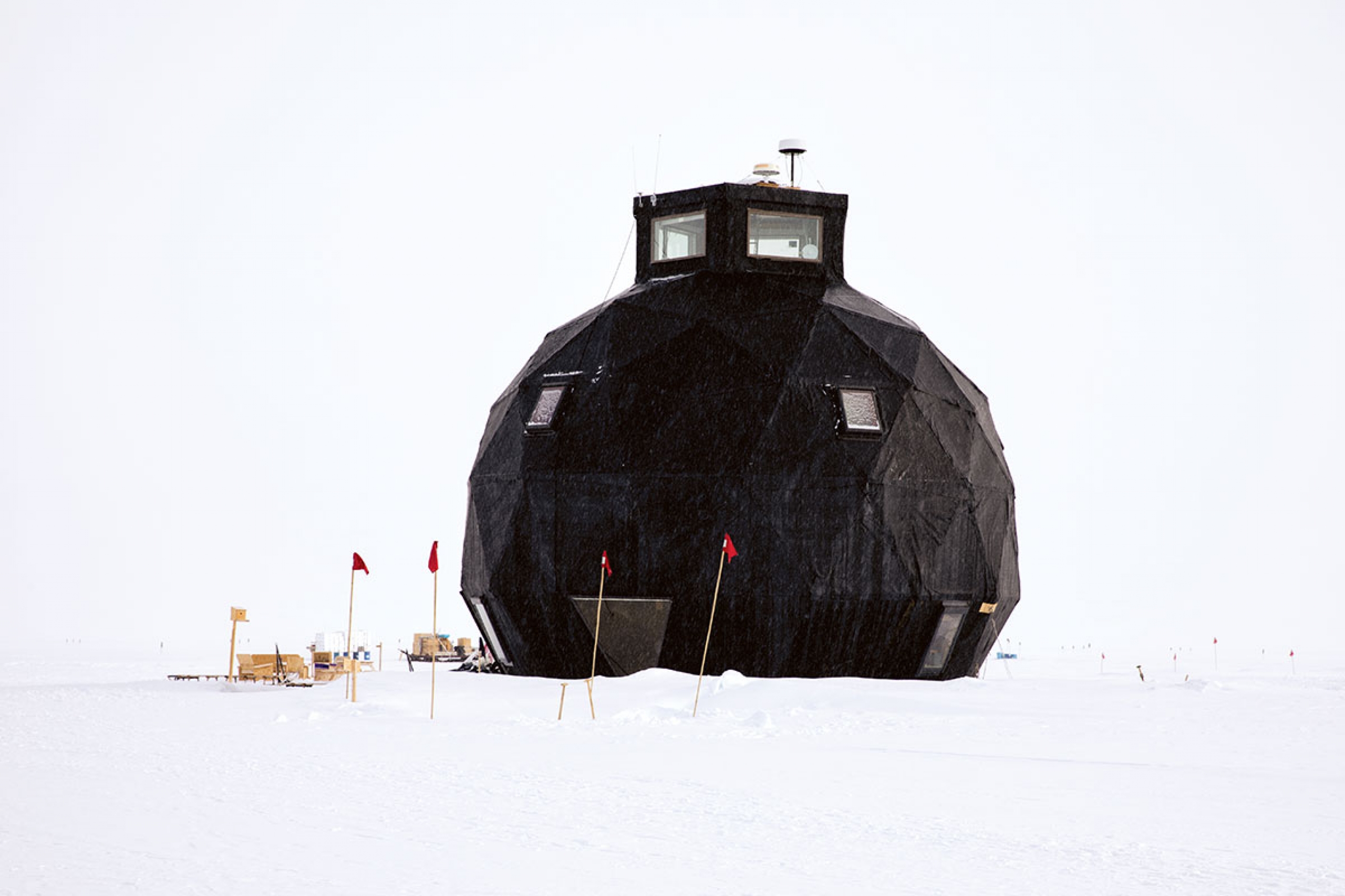 A black dome structure