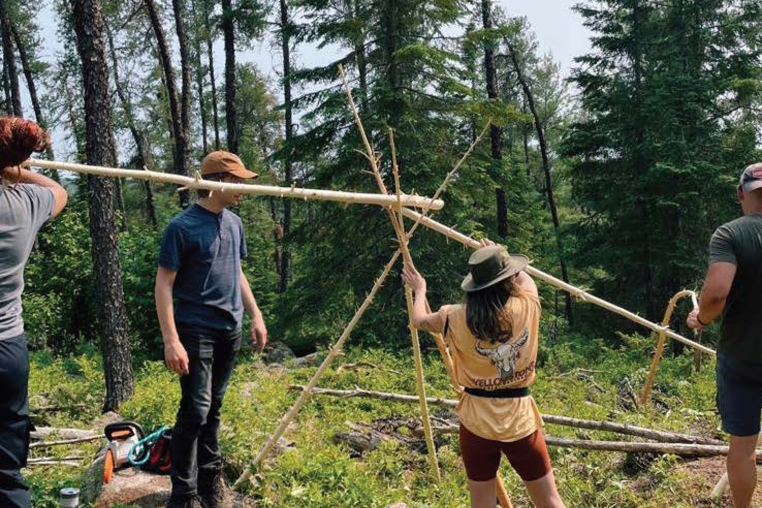students working on a shelter