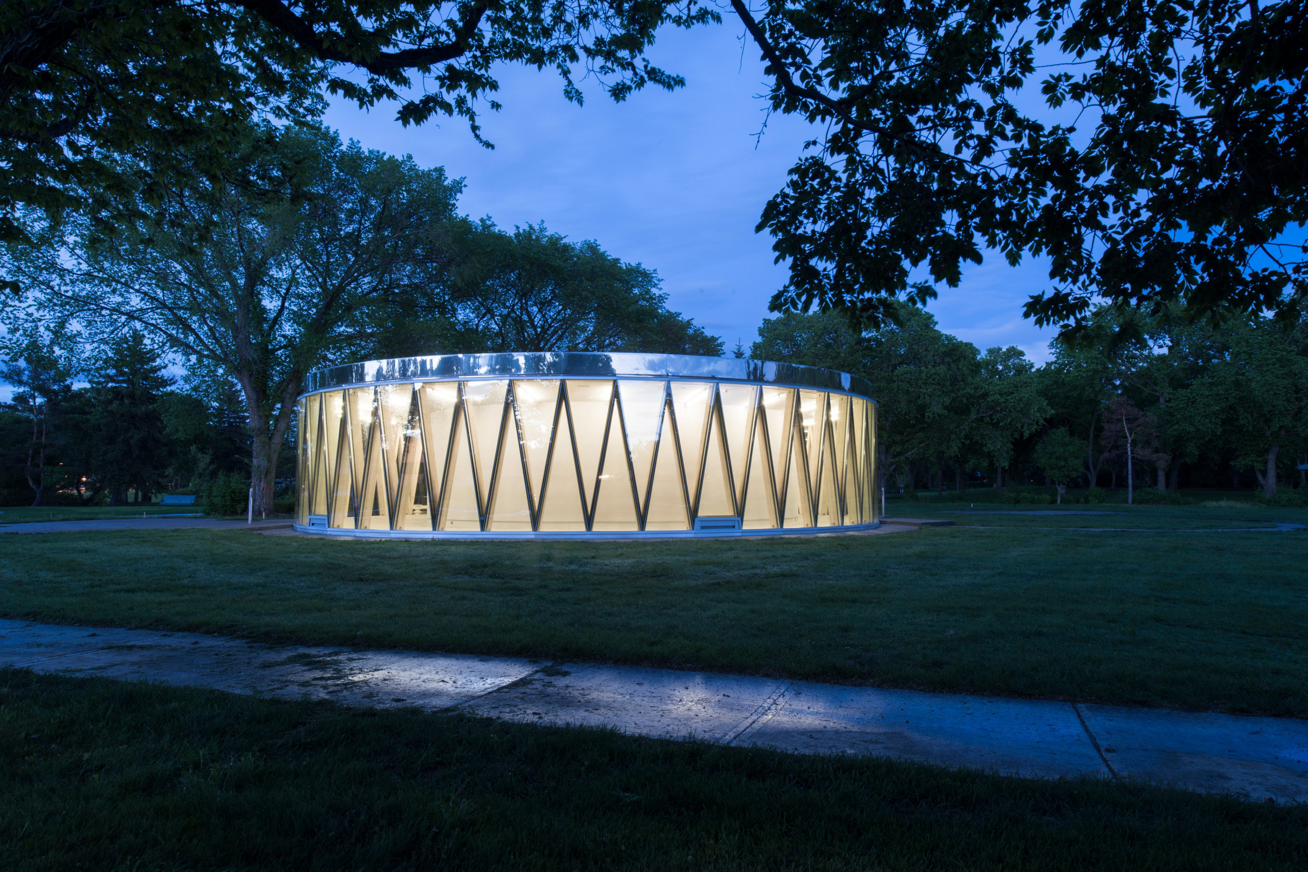 A building at night