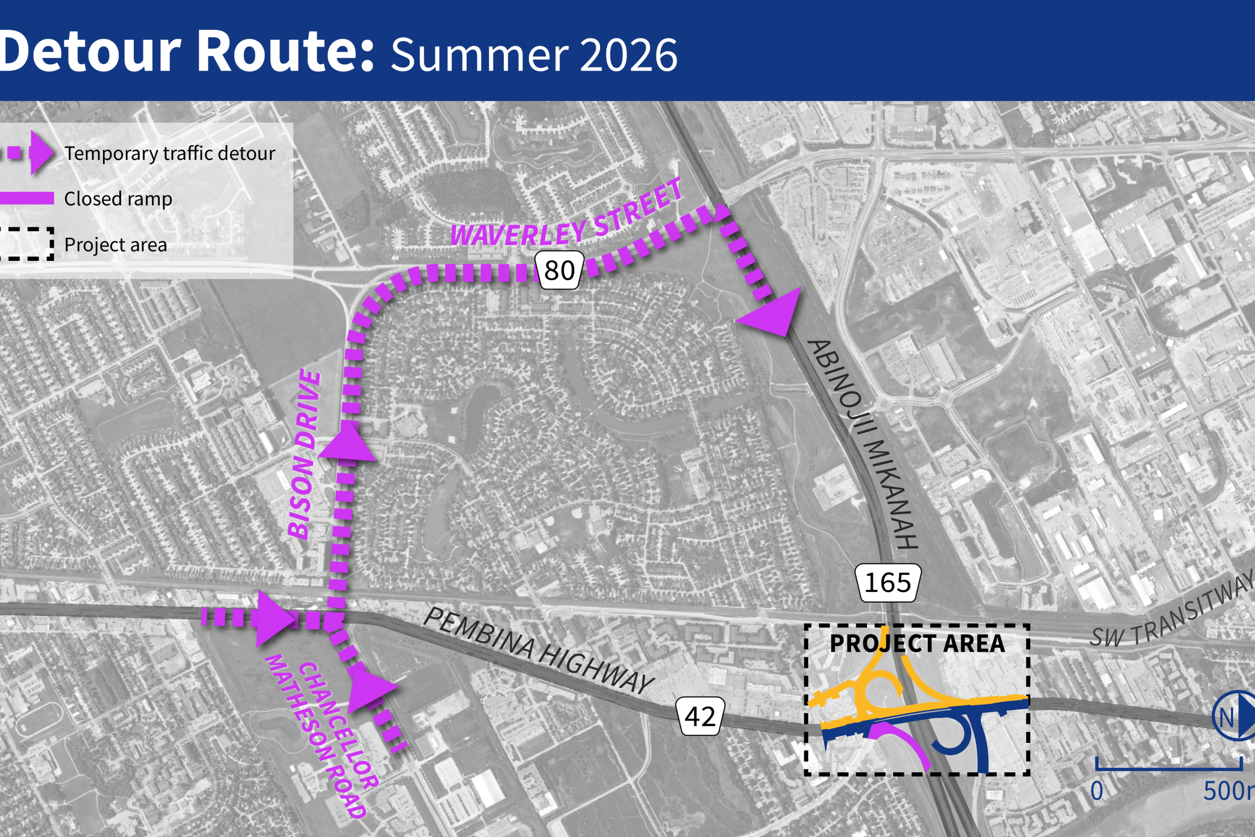 illstration showing reroute to access Abinojii Mikanah