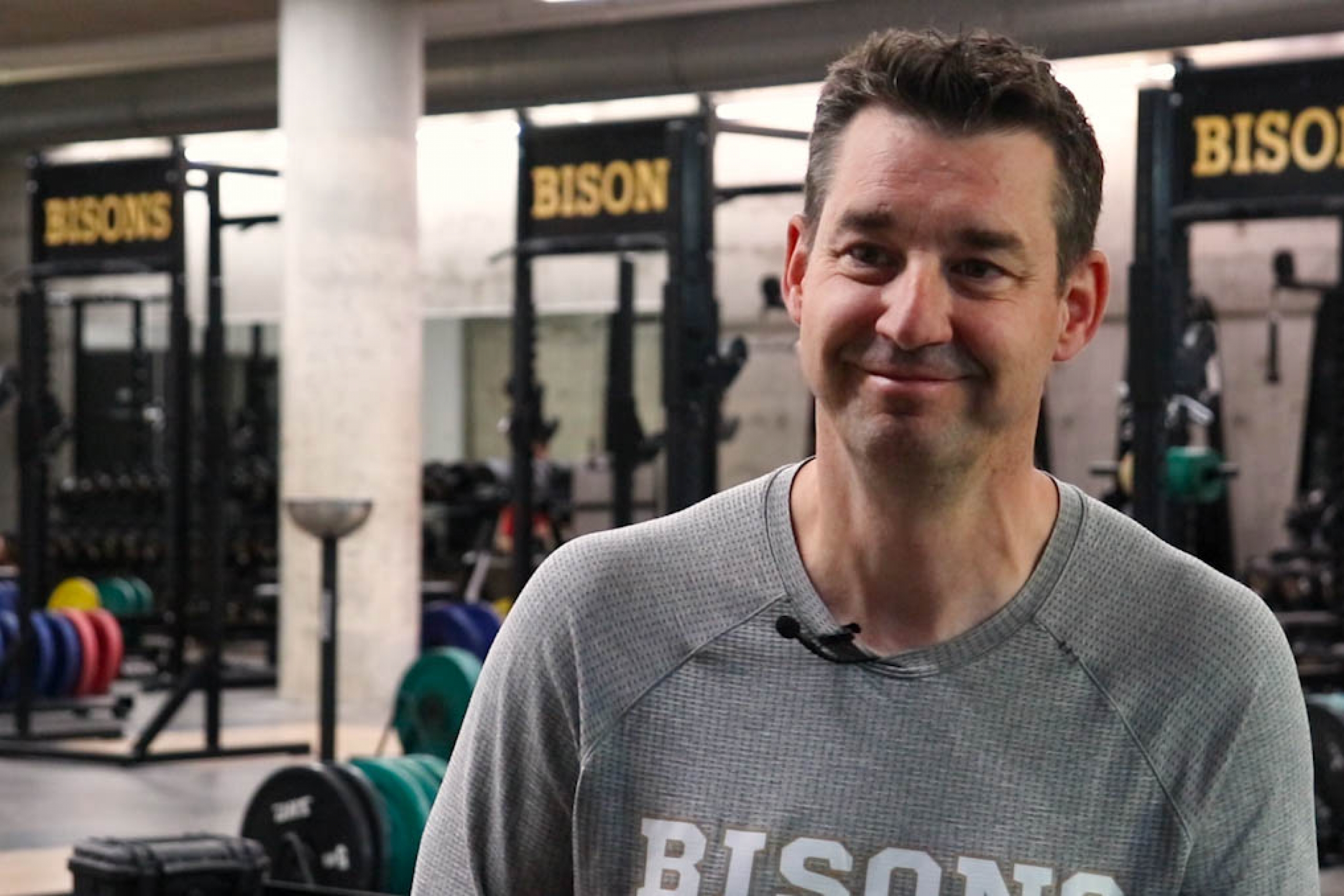Kirby Schepp in the Bisons weight room
