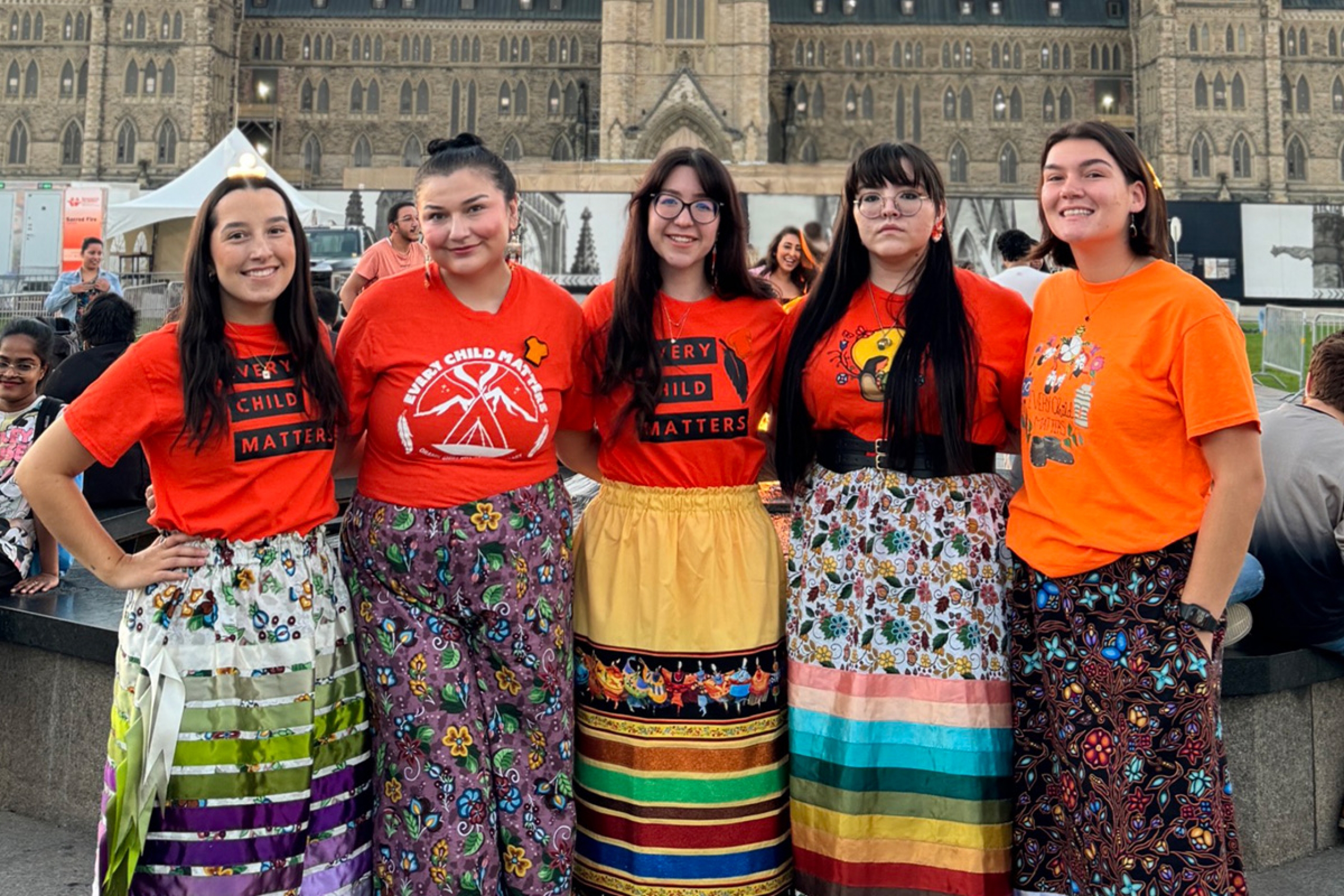 Indigenous Circle of Empowerment students in front of Canada's parliament building