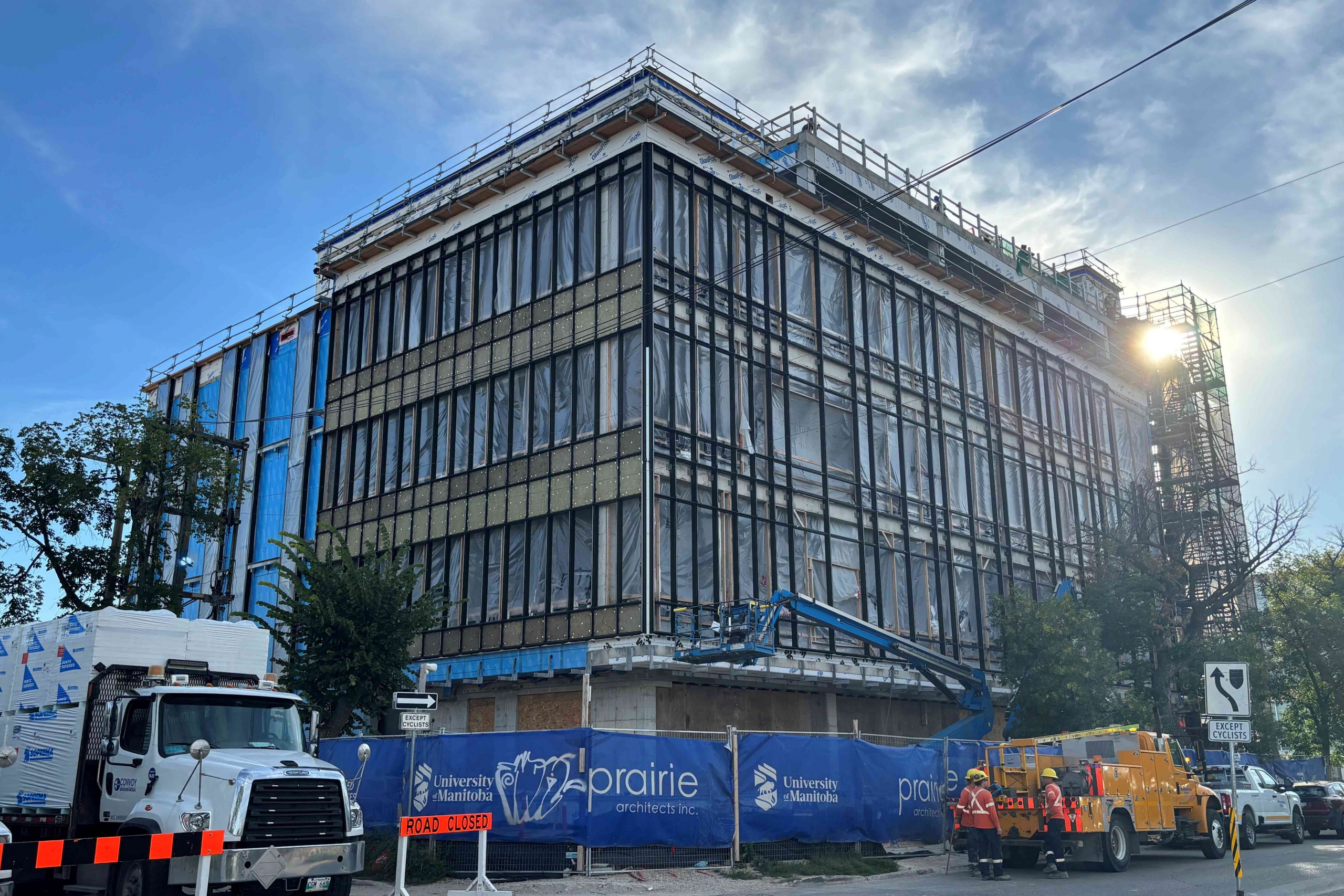 Exterior view of new UM dental clinic mid-build, August 2026.