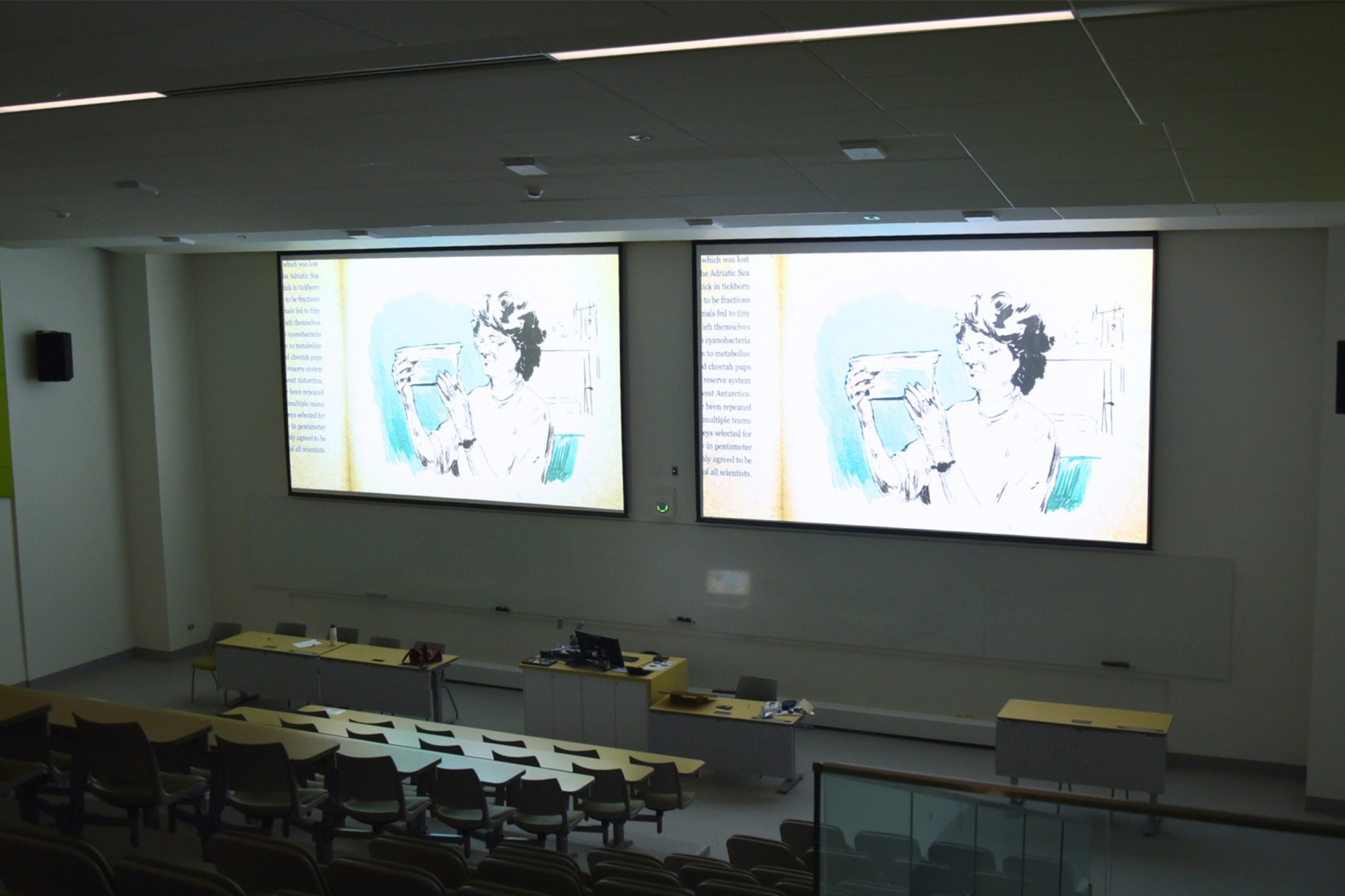 Picture a scientist playing in the screen.