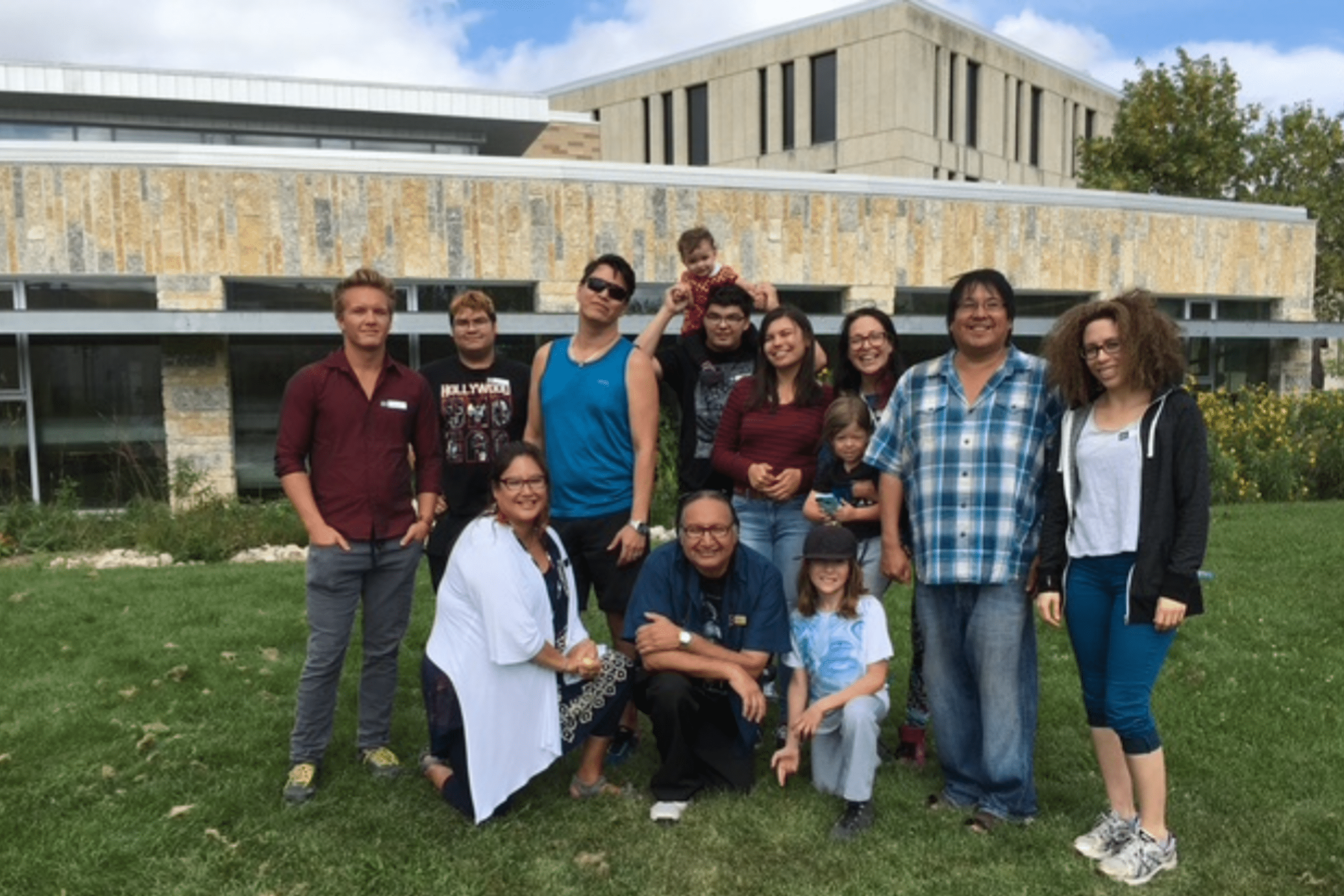Qualico Bridge to Success participants gathered outside Migizii Agamik in 2016.