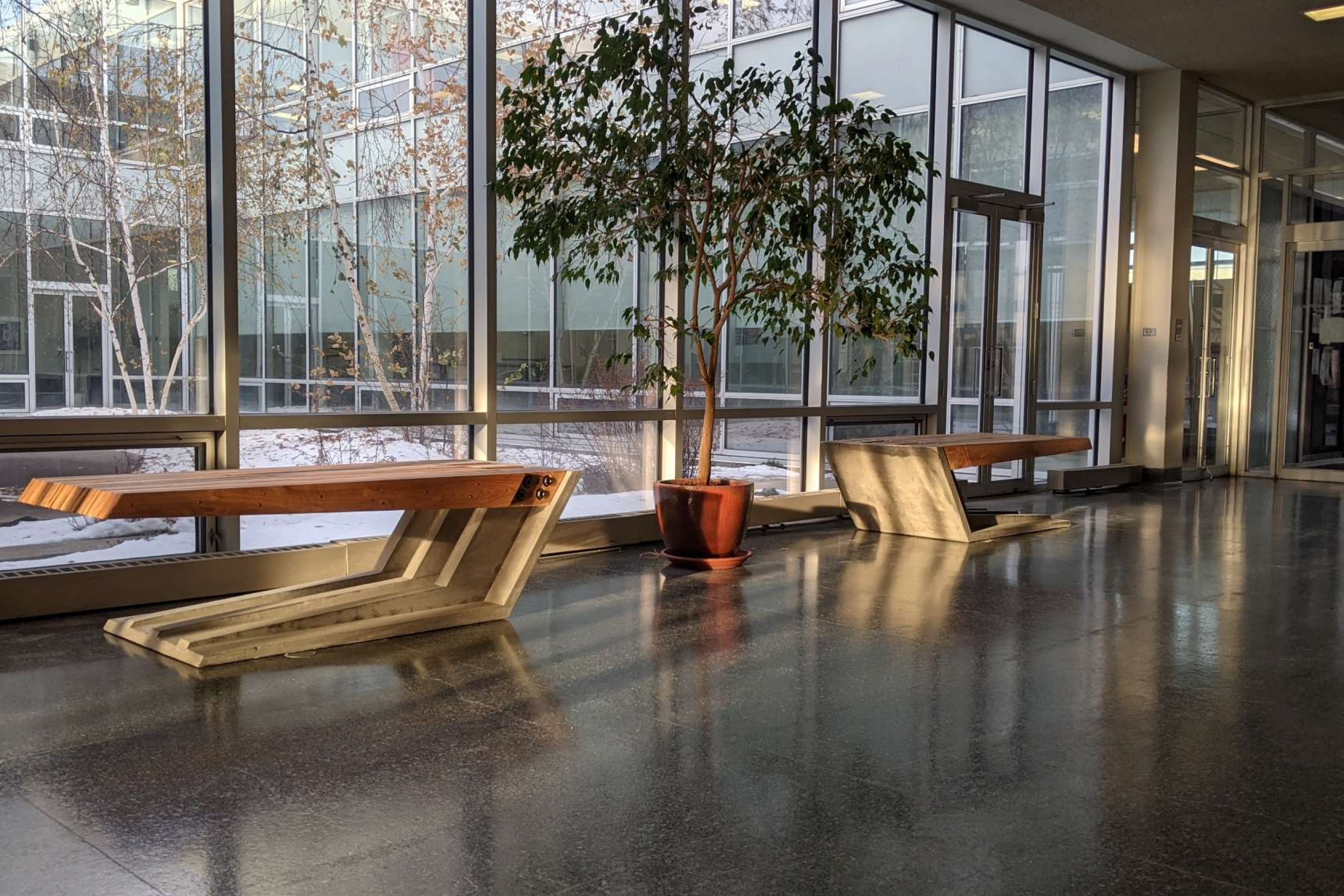 Two reclaimed wood bench.