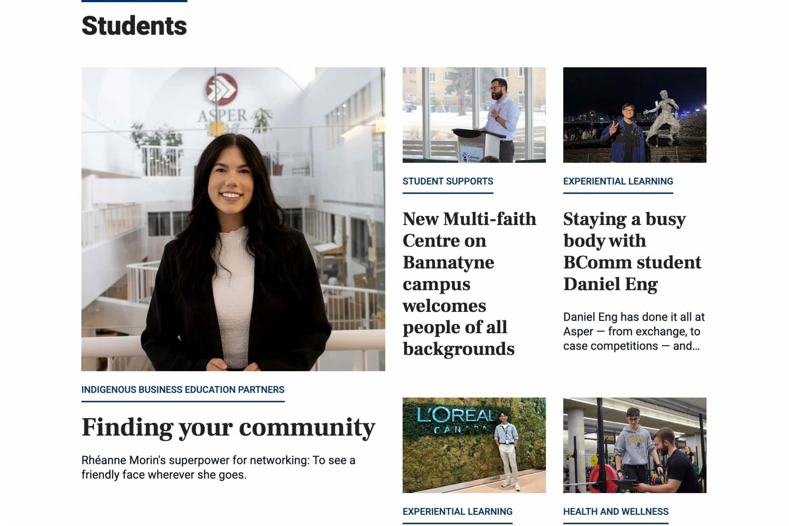 Screenshot of the new UM Today platform interface showing Student section.