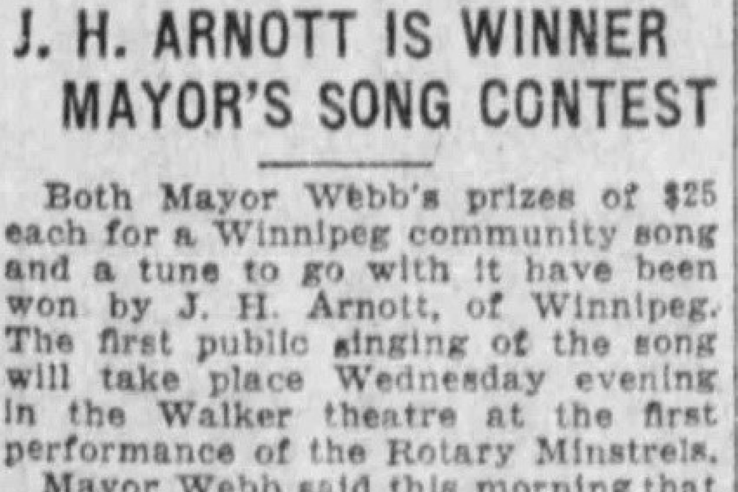 Old newspaper ad announcing contest winner