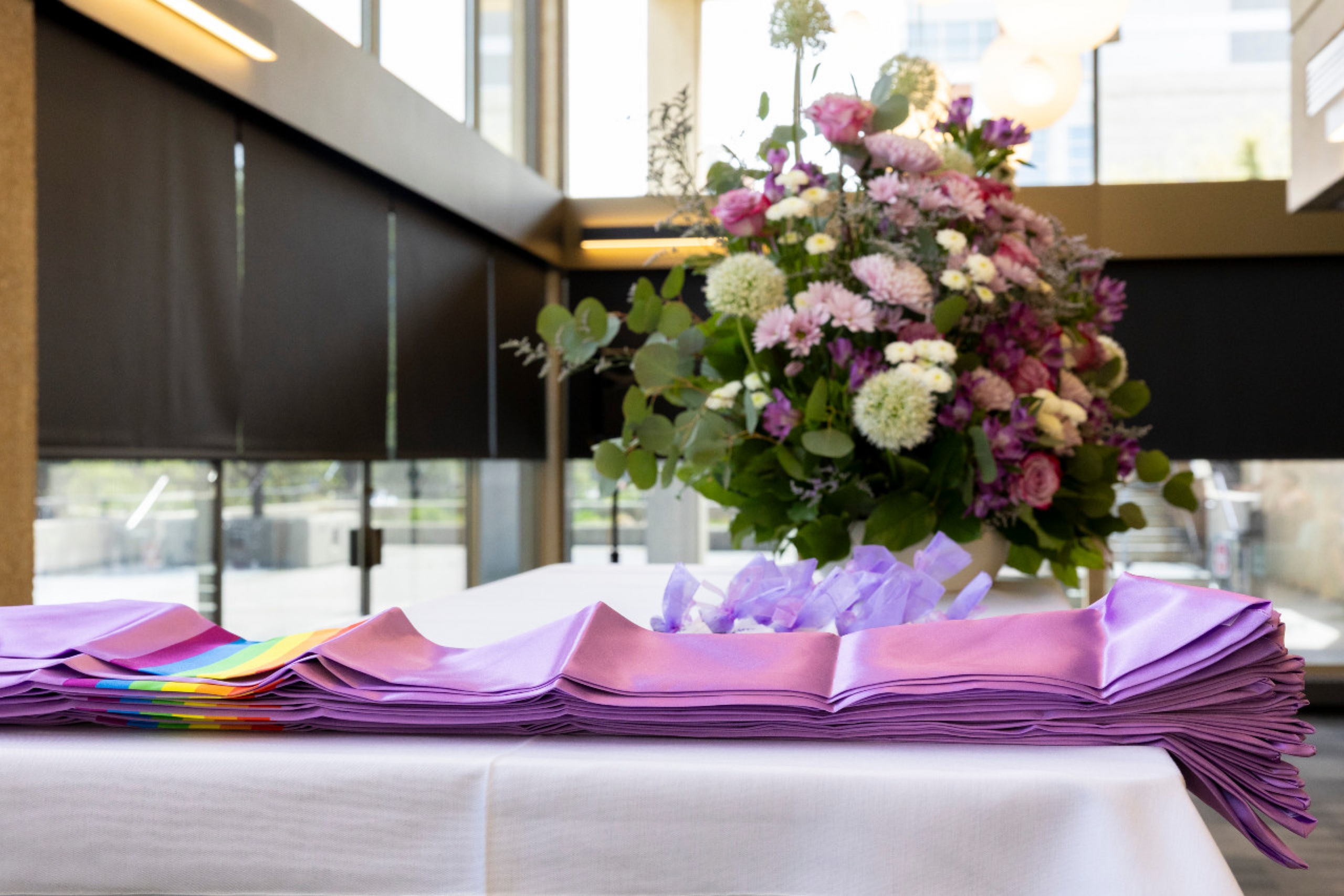 Lavender stoles and flowers.