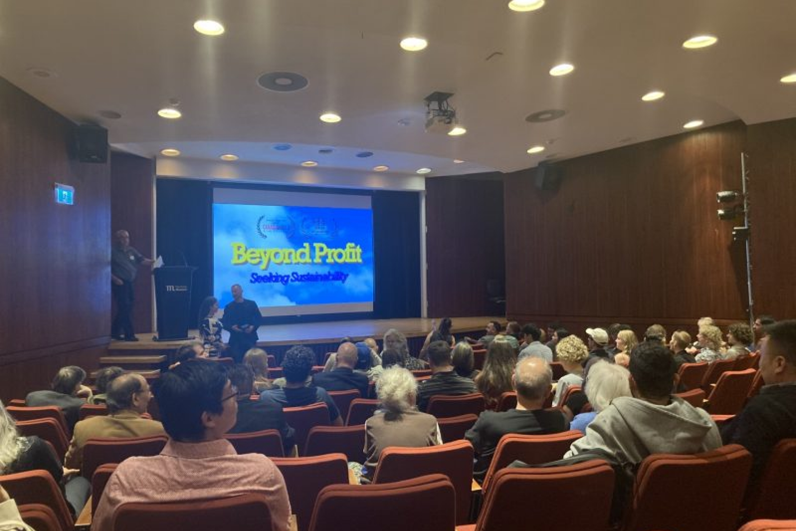 Photo at a screening of Beyond Profit: Seeking Sustainability