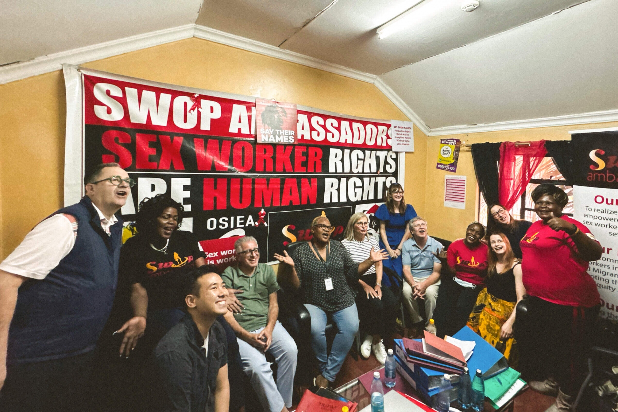 A group of smiling people