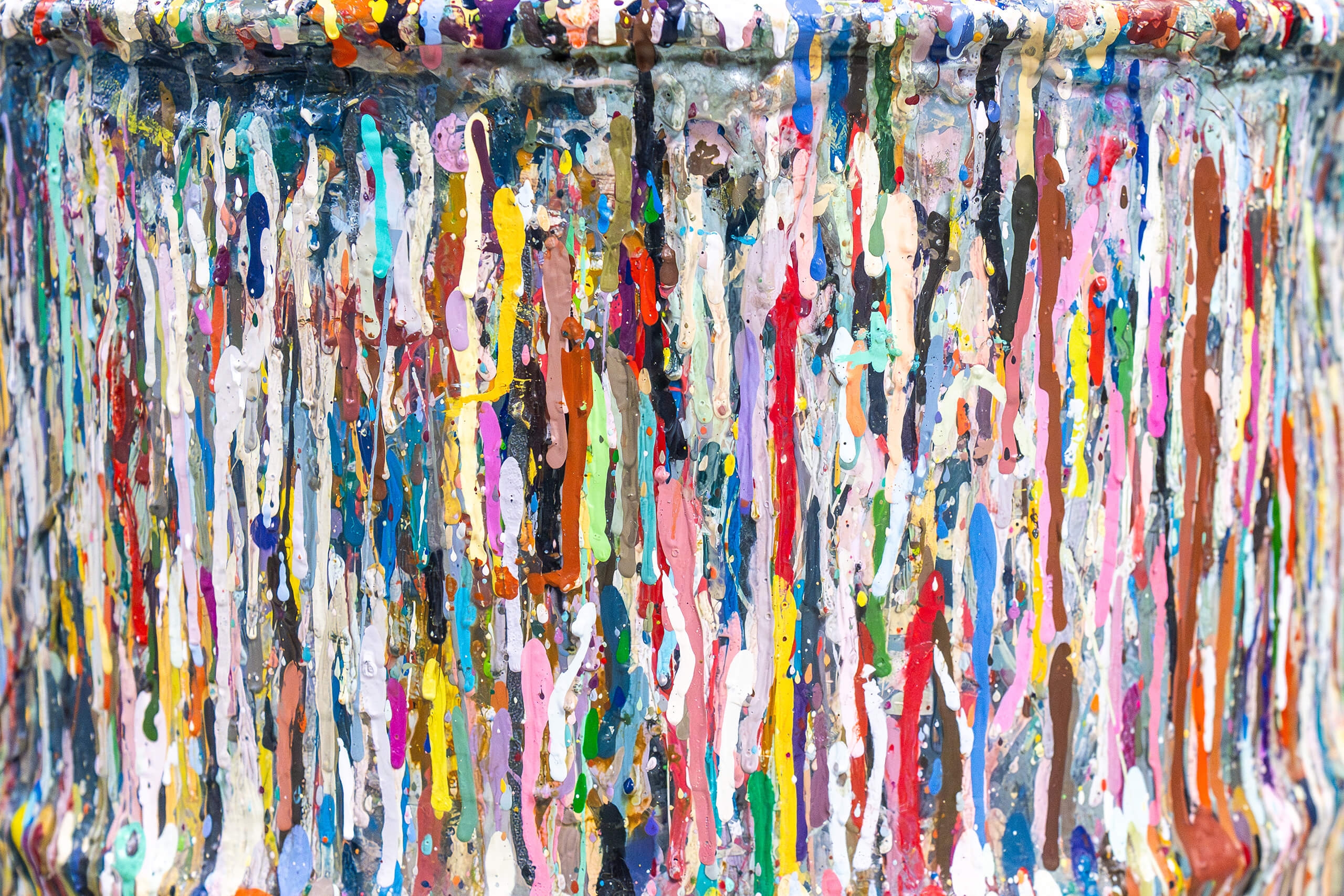 a close-up of dried paint drips