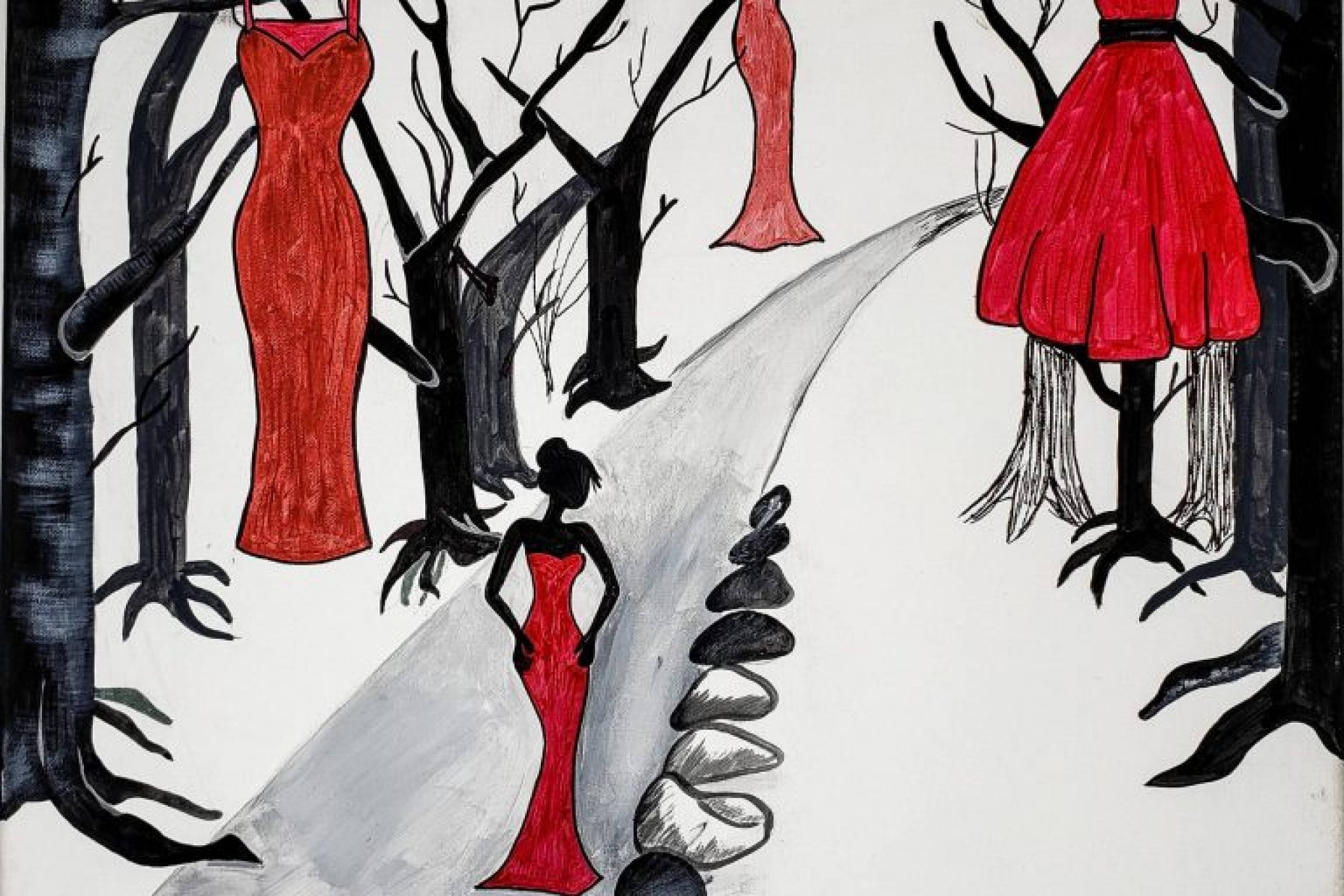 Walking a path; never alone, painting by Nadzin Degagné