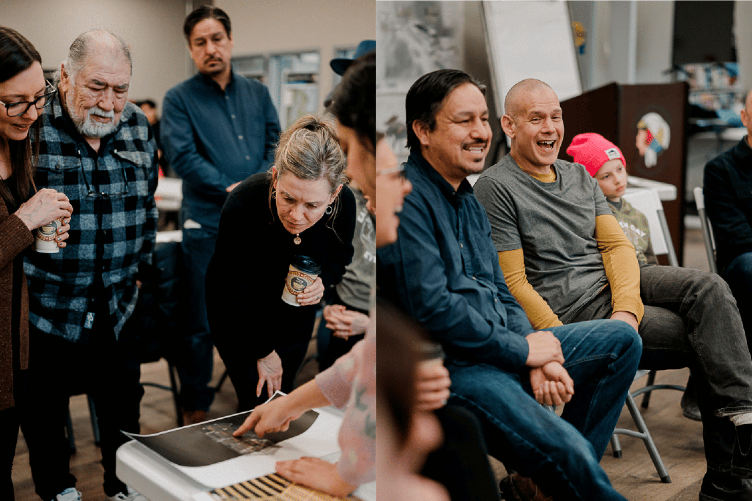 Participants gather and share stories during a community discussion session.